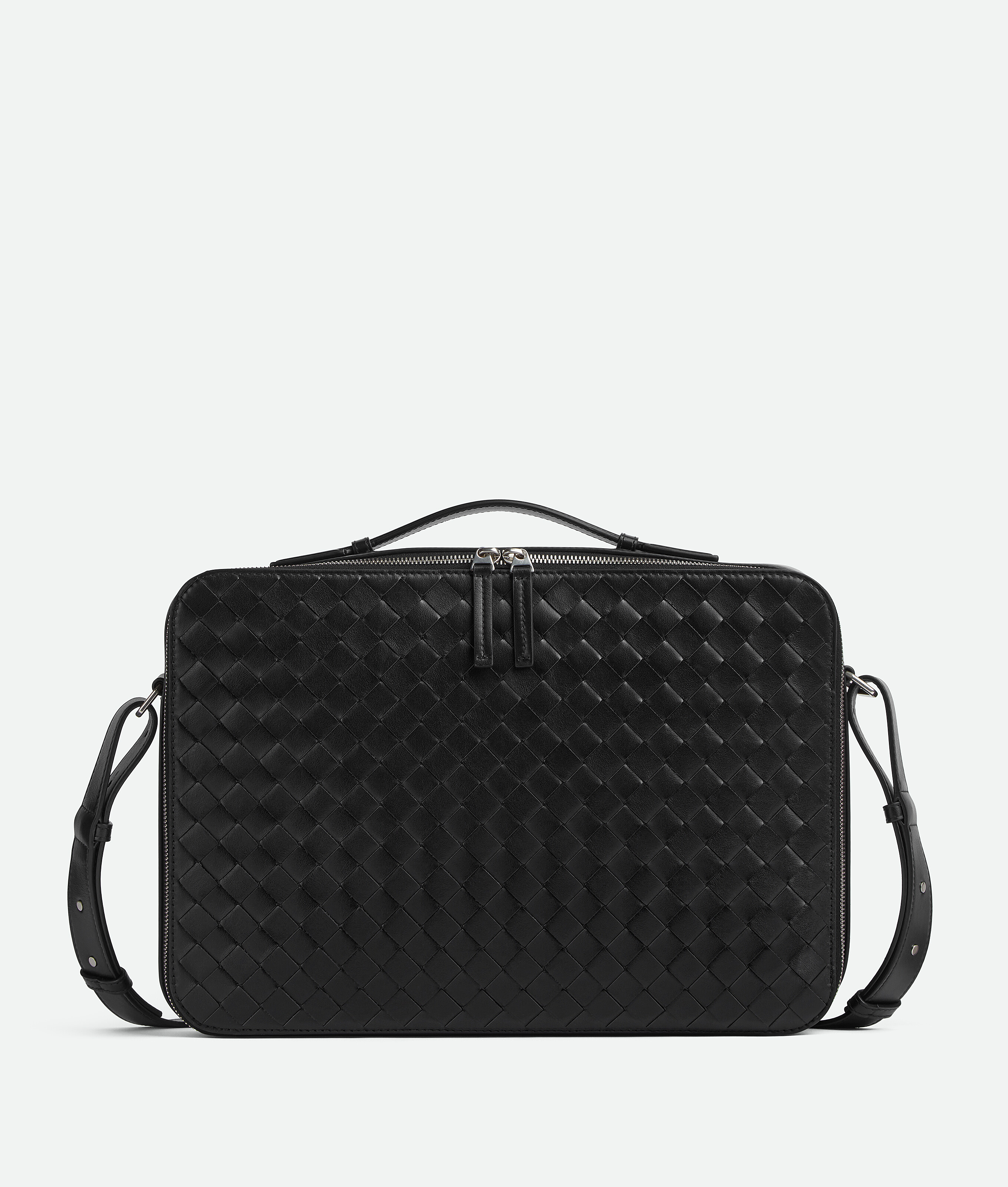 Shop Bottega Veneta Getaway Slim Briefcase In Black