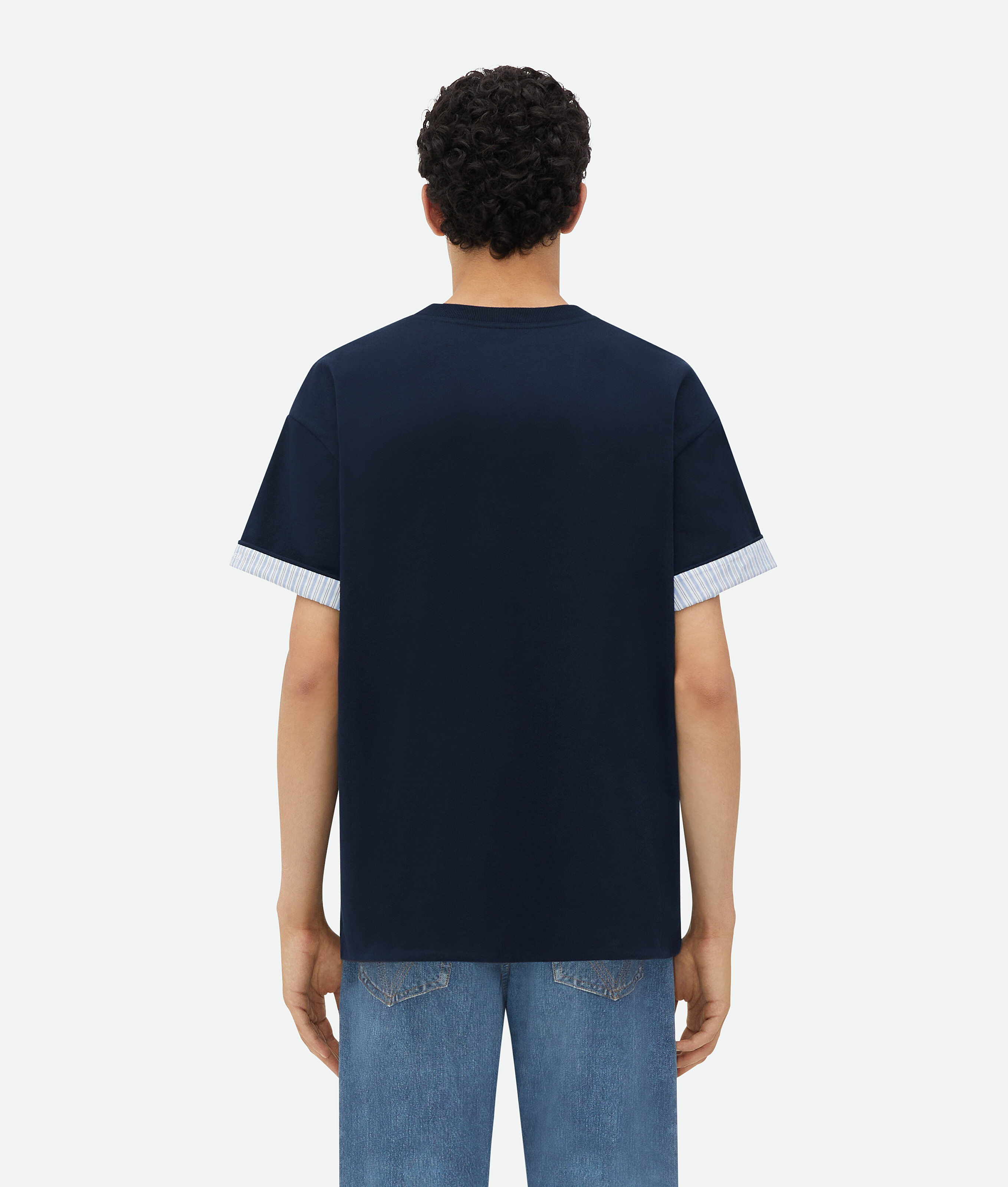 Shop Bottega Veneta Doppellagiges Gestreiftes T-shirt Aus Baumwolle In Blue