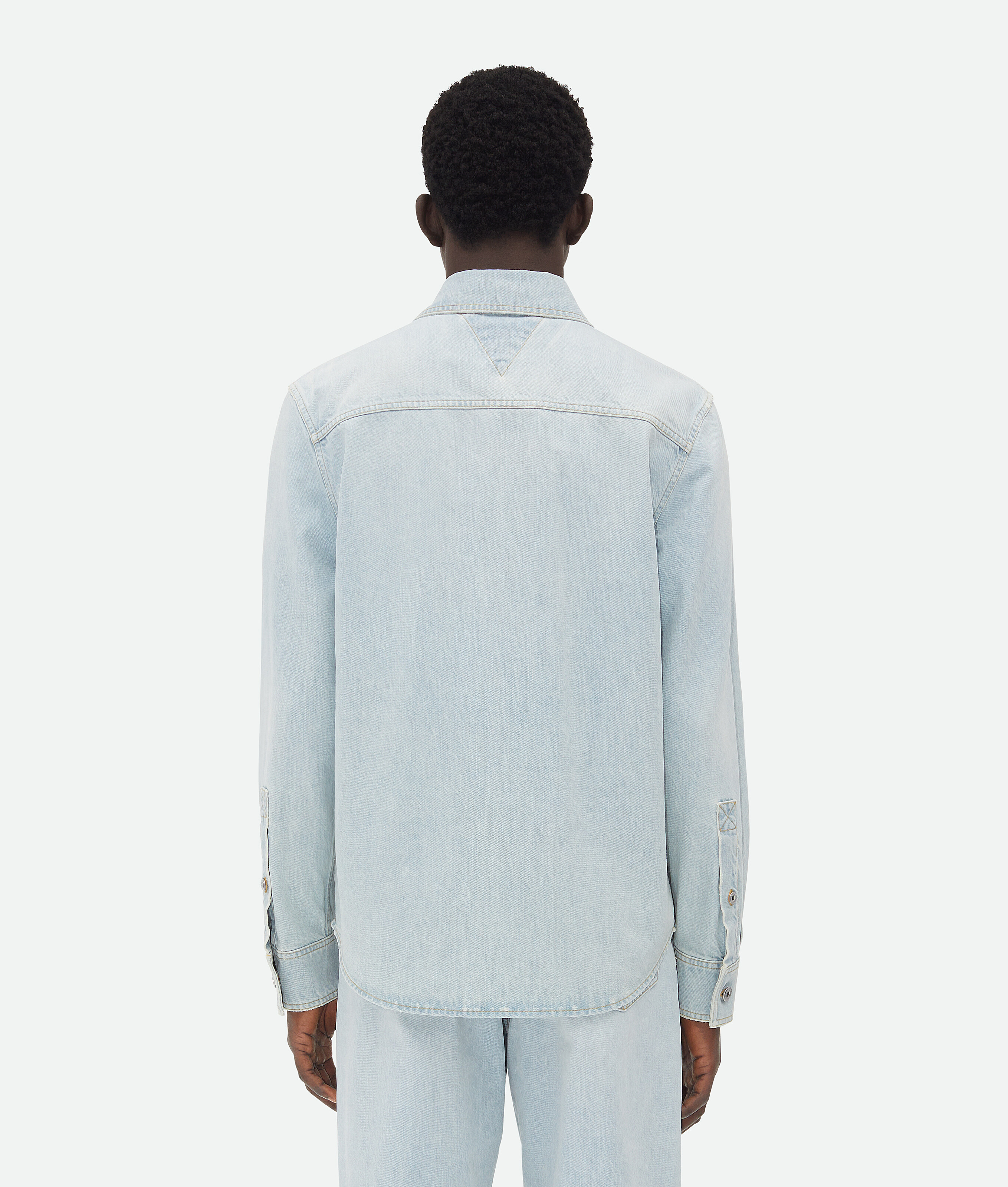 Bottega Veneta Extra Bleached Denim Overshirt In Light Blue