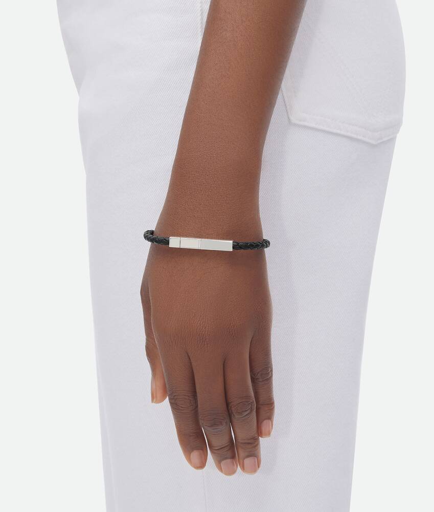 Bottega Veneta Outlet: Twist bracelet in nappa leather and silver - Grey