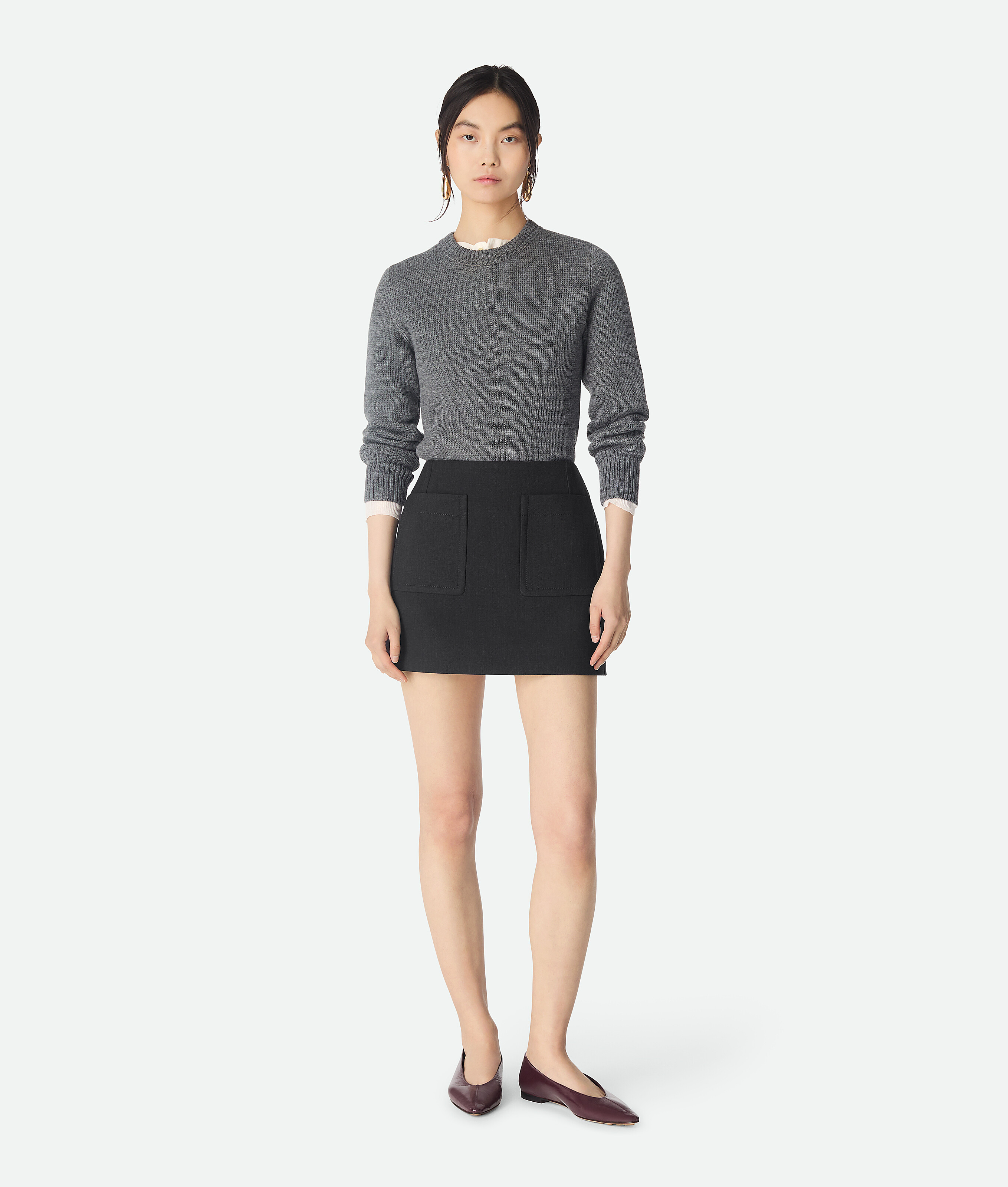 Bottega Veneta Light Cotton Skirt - Grey - Woman - 36 - Viscose, Cotton & Polyamide