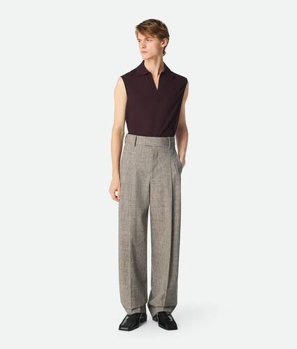 Pantalon droit en viscose mouchetée