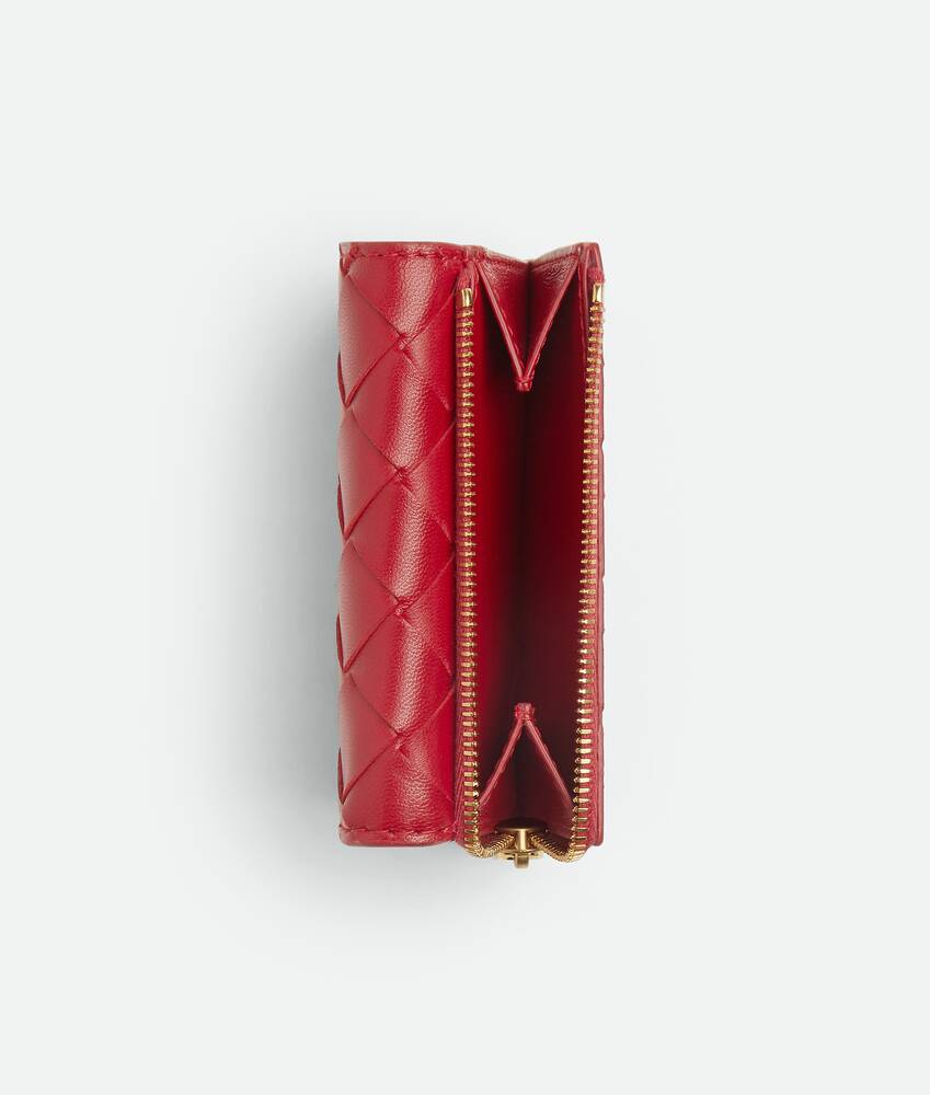 Red Quilted Tri-fold Wallet