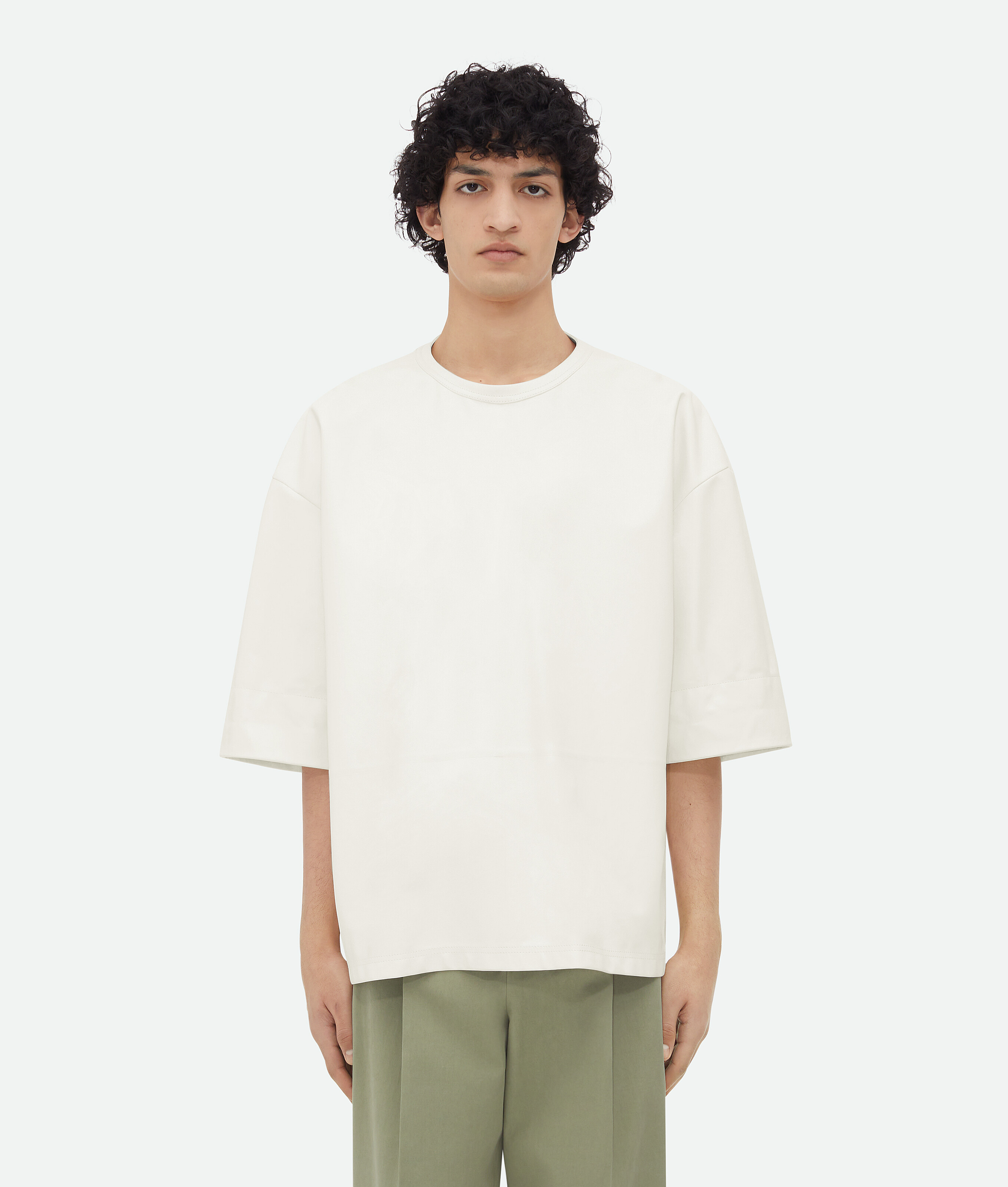 Shop Bottega Veneta Leder-t-shirt In White