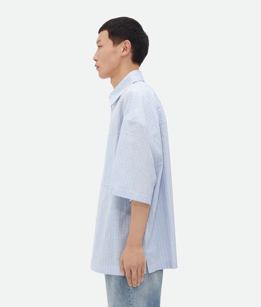 Display a large version of the product image 2 - Cotton Linen Check Overshirt With "BV" Embroidery