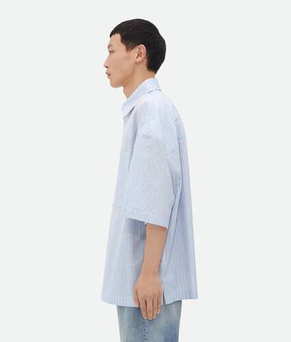 Cotton Linen Check Overshirt With "BV" Embroidery