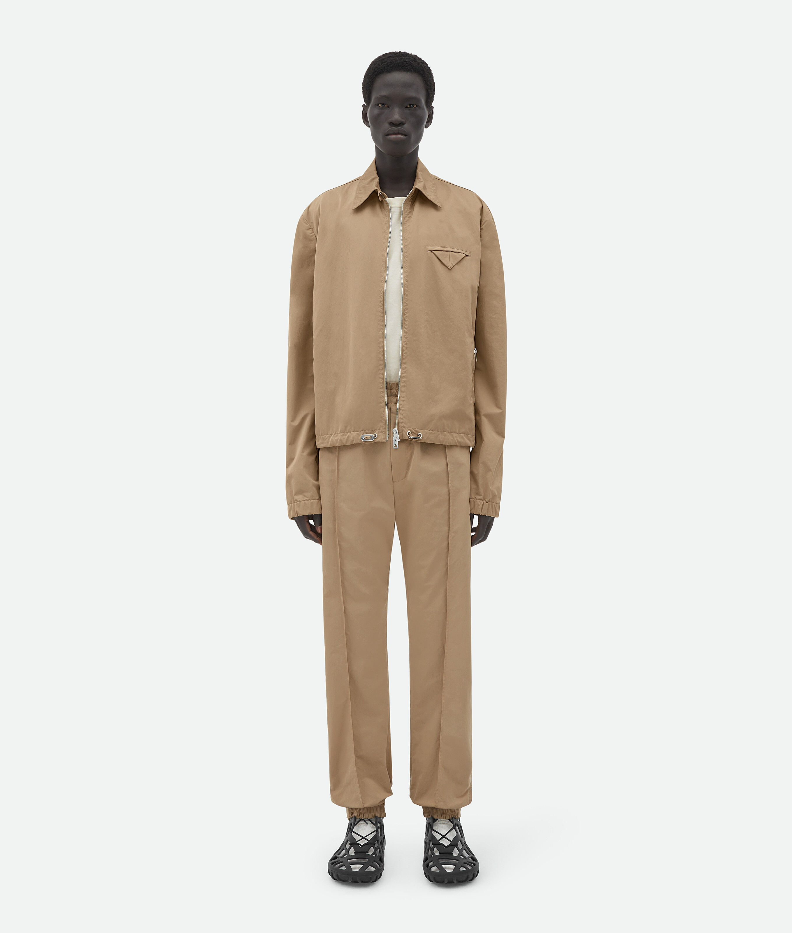 Shop Bottega Veneta Elastic Waist Tech Nylon Pants In Beige