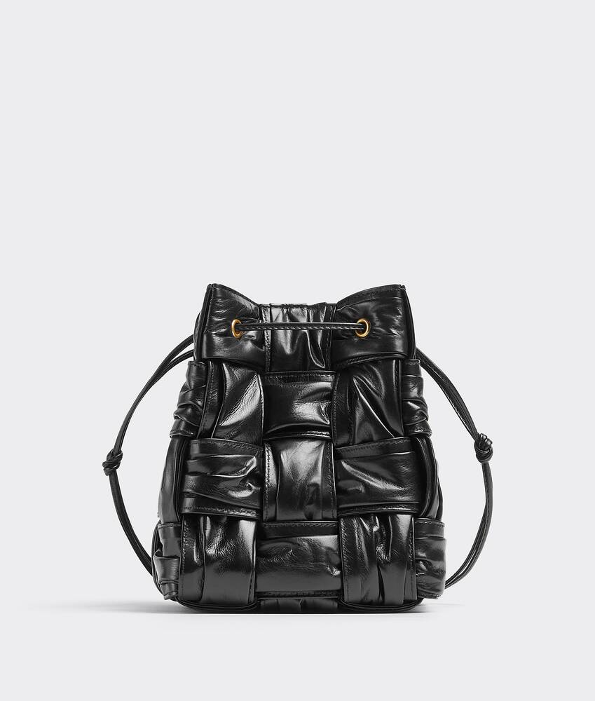 Bottega Women's Small Cassette Crossbody Bucket in Black. Shop online now.
