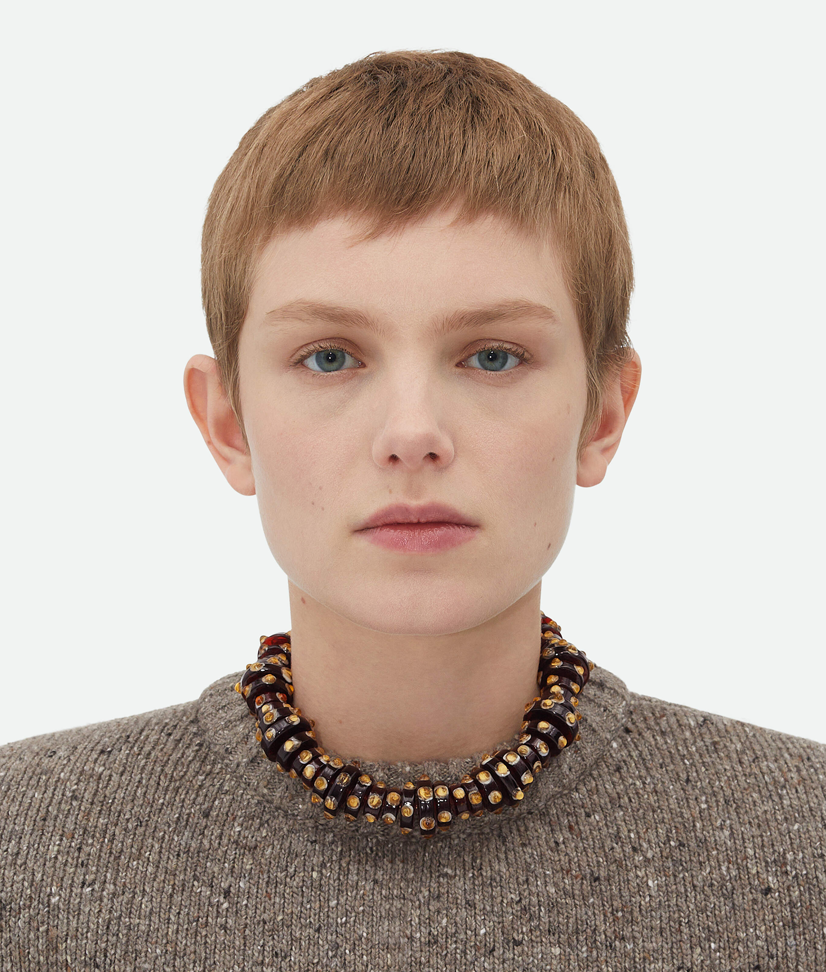 Bottega Veneta Slice Glass Necklace - Burnt Orange/off White - Woman