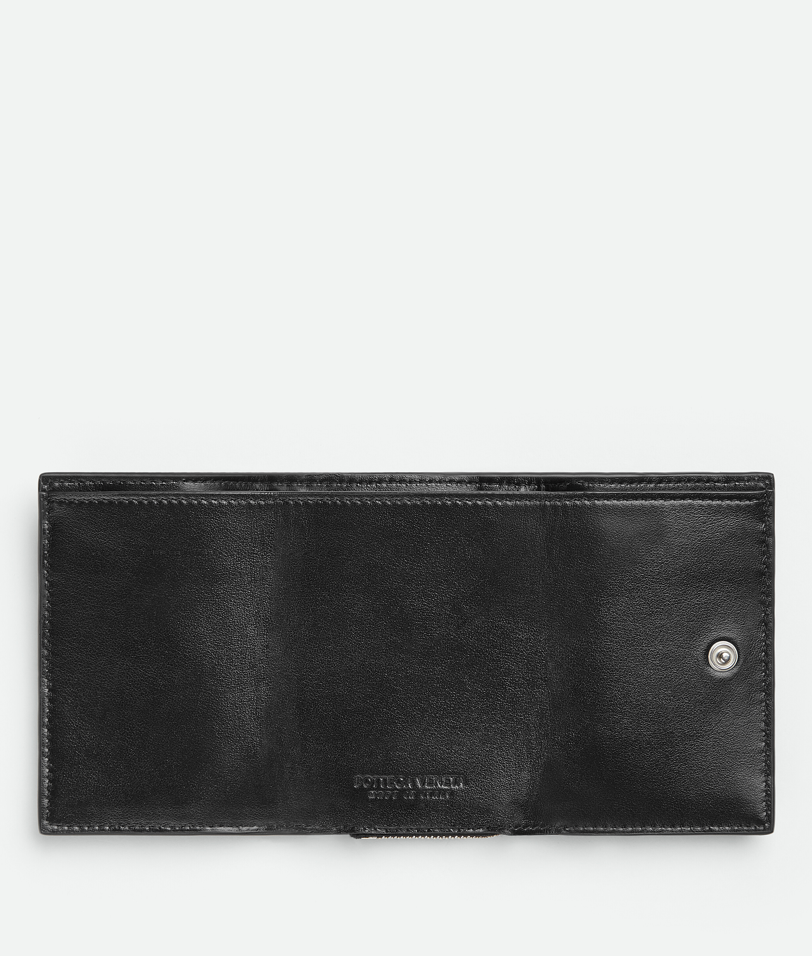 Bottega Veneta Intrecciato Tiny Tri-fold Wallet In Black
