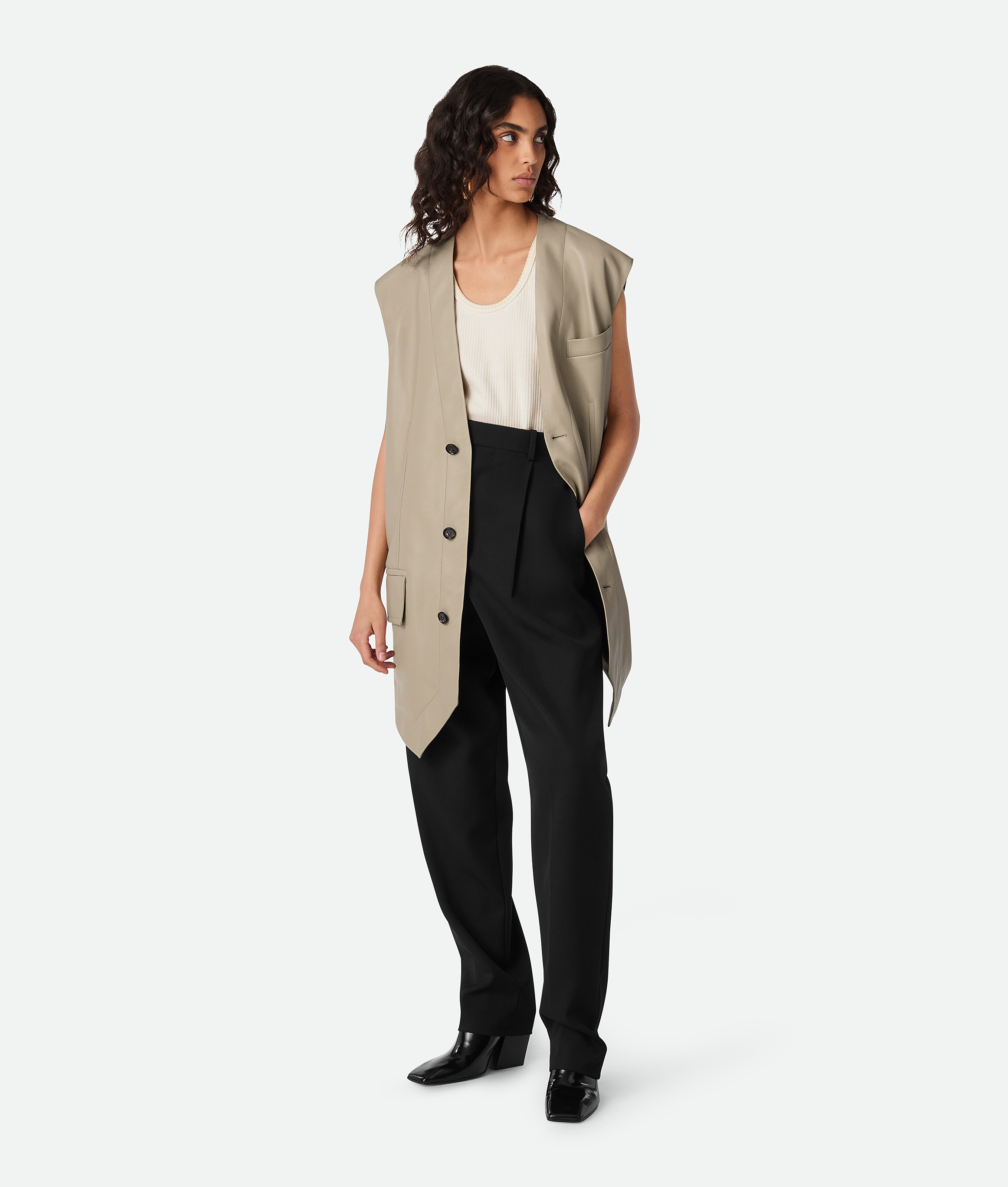 Bottega Veneta Gilet En Cuir - Sahara - Femme - 34 - Cuir D’Agneau