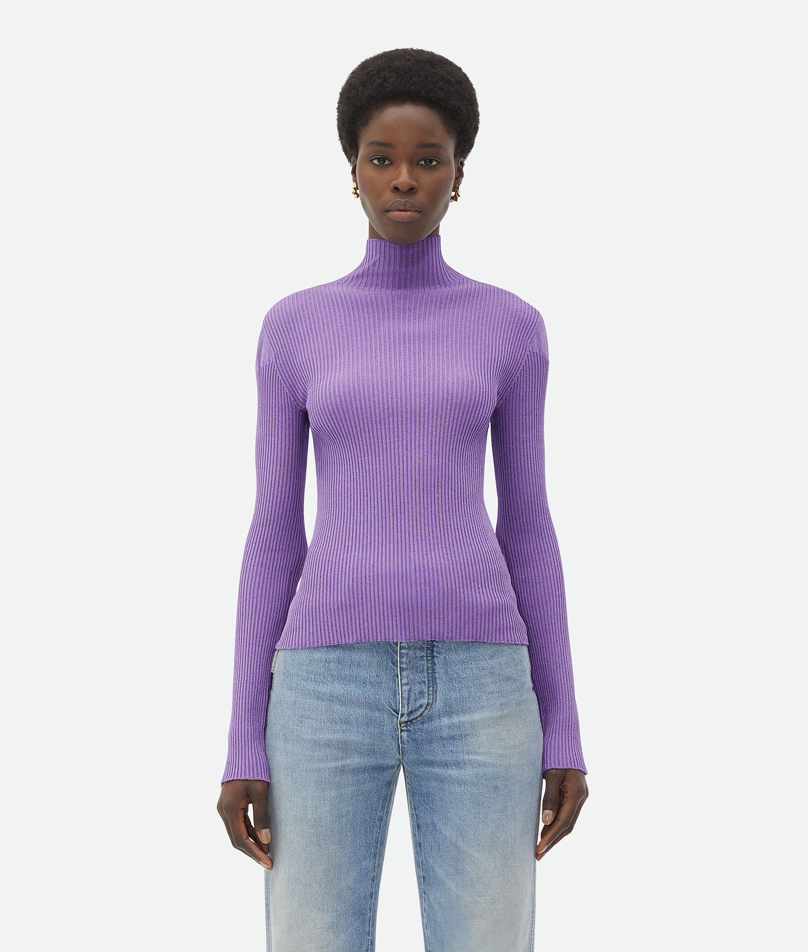 Bottega Veneta Light Silk Sweater In Purple