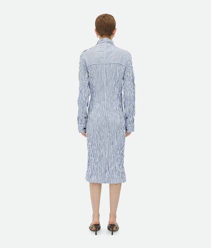Striped Technical Viscose Crinkled Dress