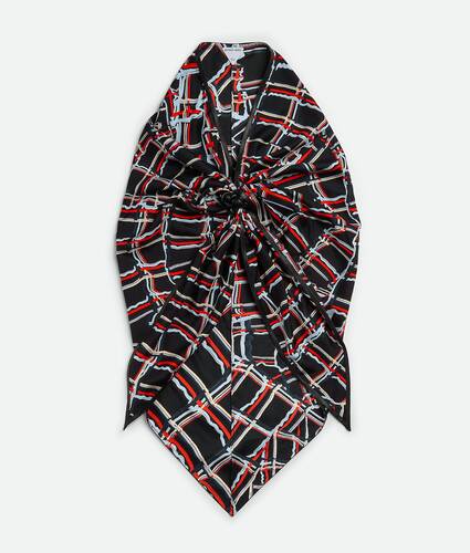 Distorted Check Printed Silk Scarf