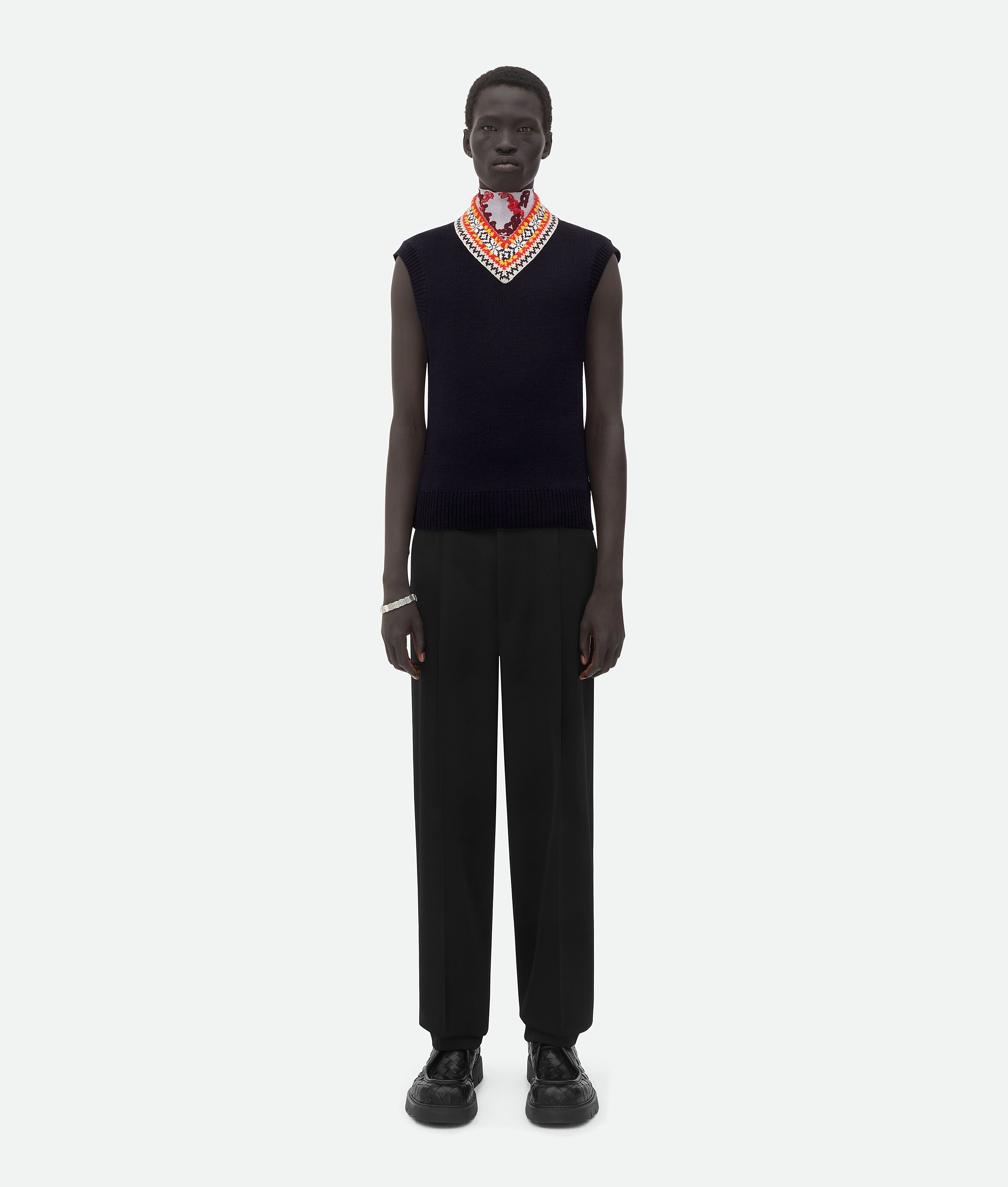 Shop Bottega Veneta Pleated Sartorial Wool Twill Trousers In Black