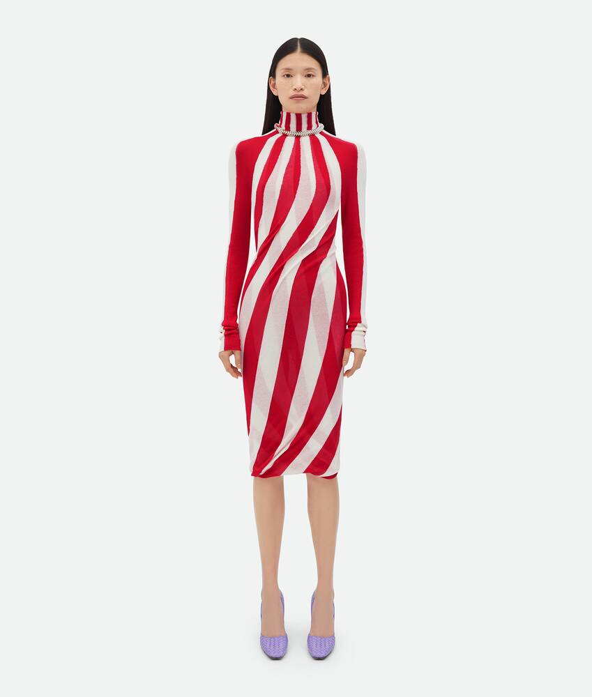 Display a large version of the product image 1 - Light Cotton Striped Midi Dress
