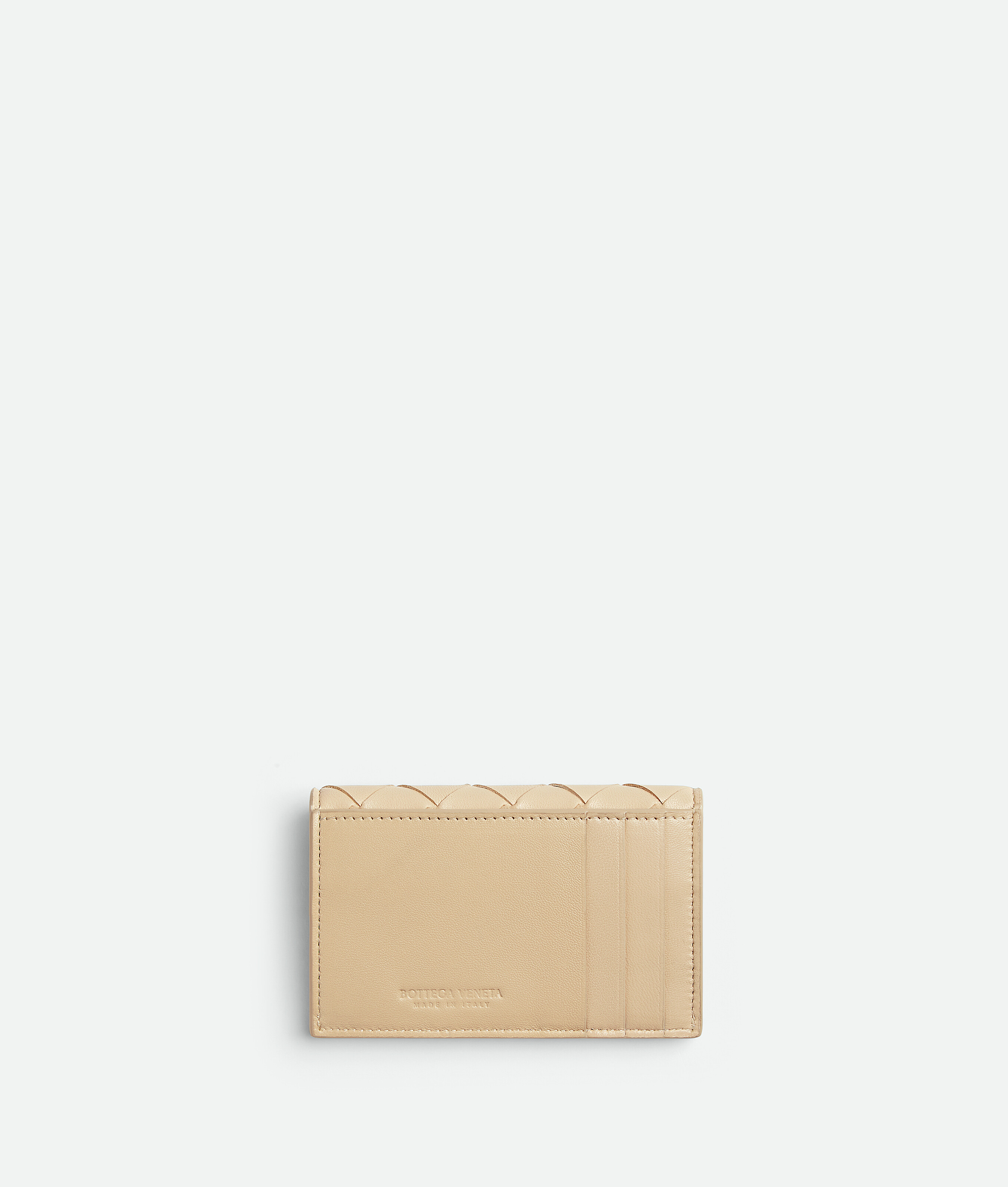 Shop Bottega Veneta Card Case With Coin Purse In Beige