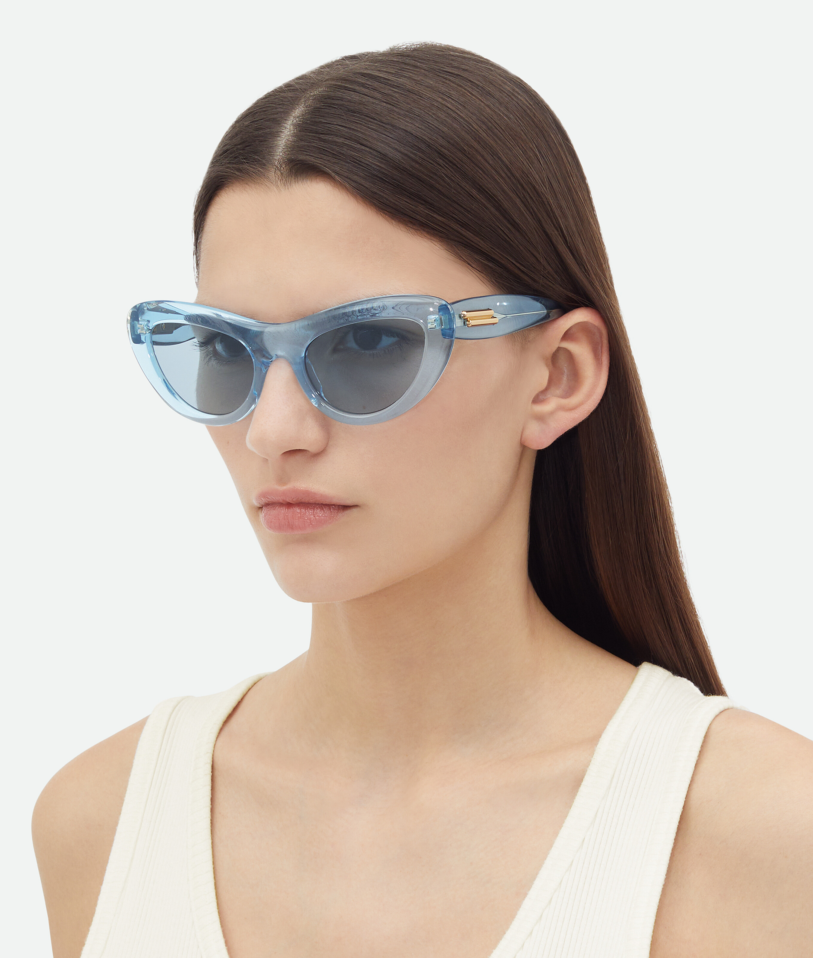 Shop Bottega Veneta Bombe Cat Eye Sunglasses In Light Blue/blue