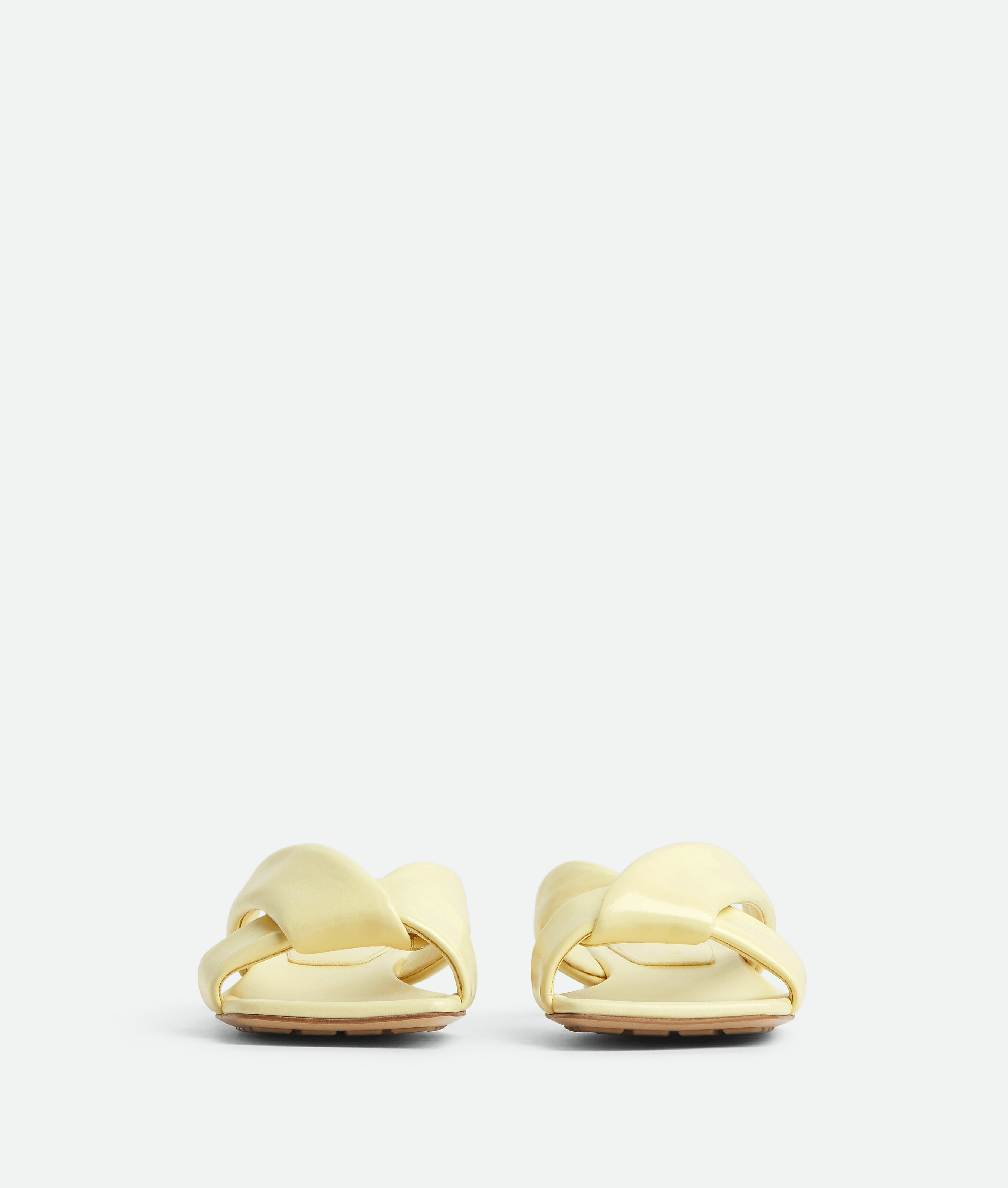 Bottega Veneta Women Pastel Yellow Leather Riva Slippers In Camomile