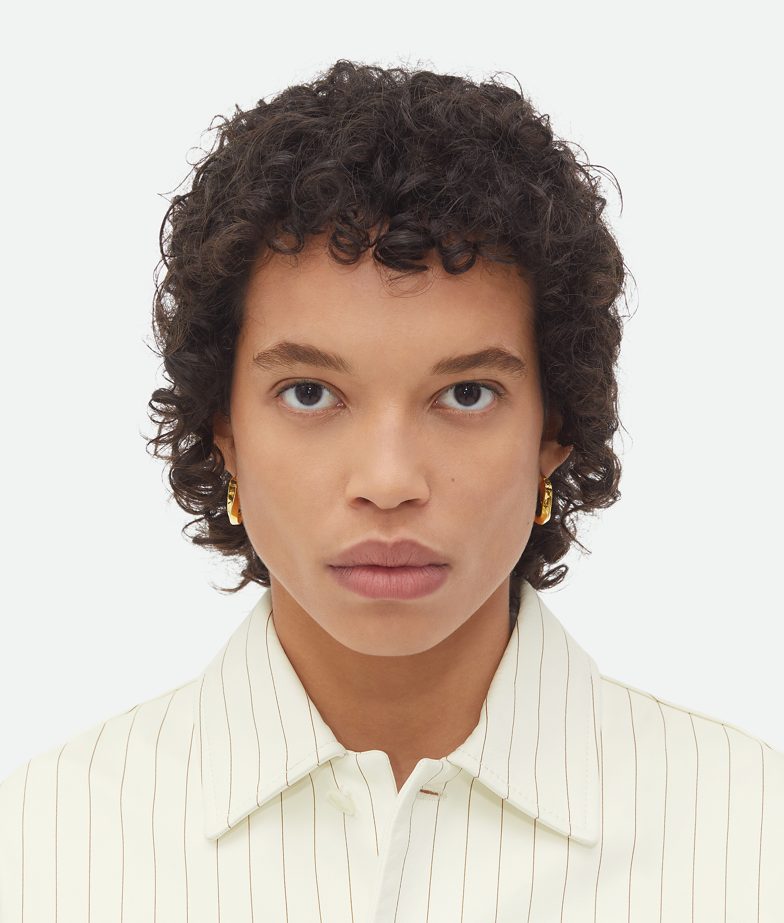BOTTEGA VENETA SMALL TWIST TRIANGLE HOOP EARRINGS