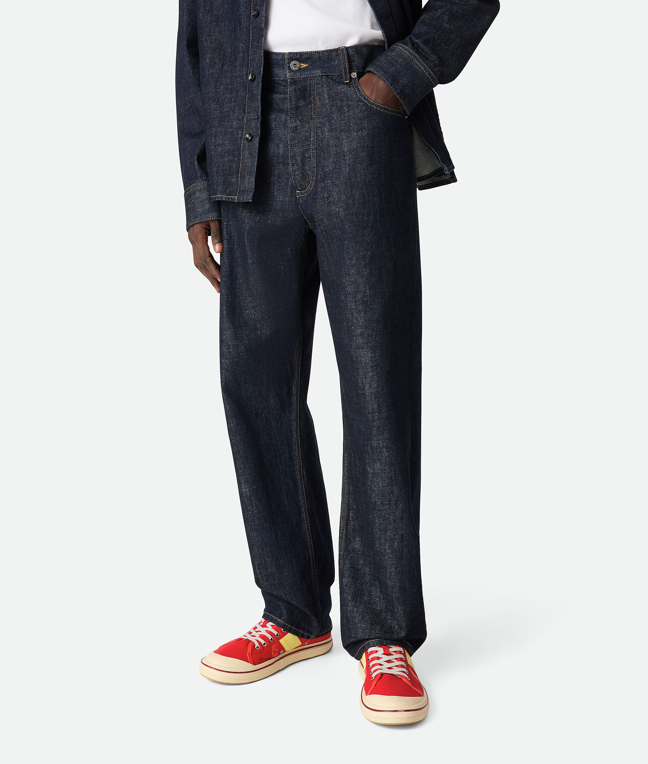Bottega Veneta Sneakers Summer In Tela Rossa  Uomo In Scarlet/tomato