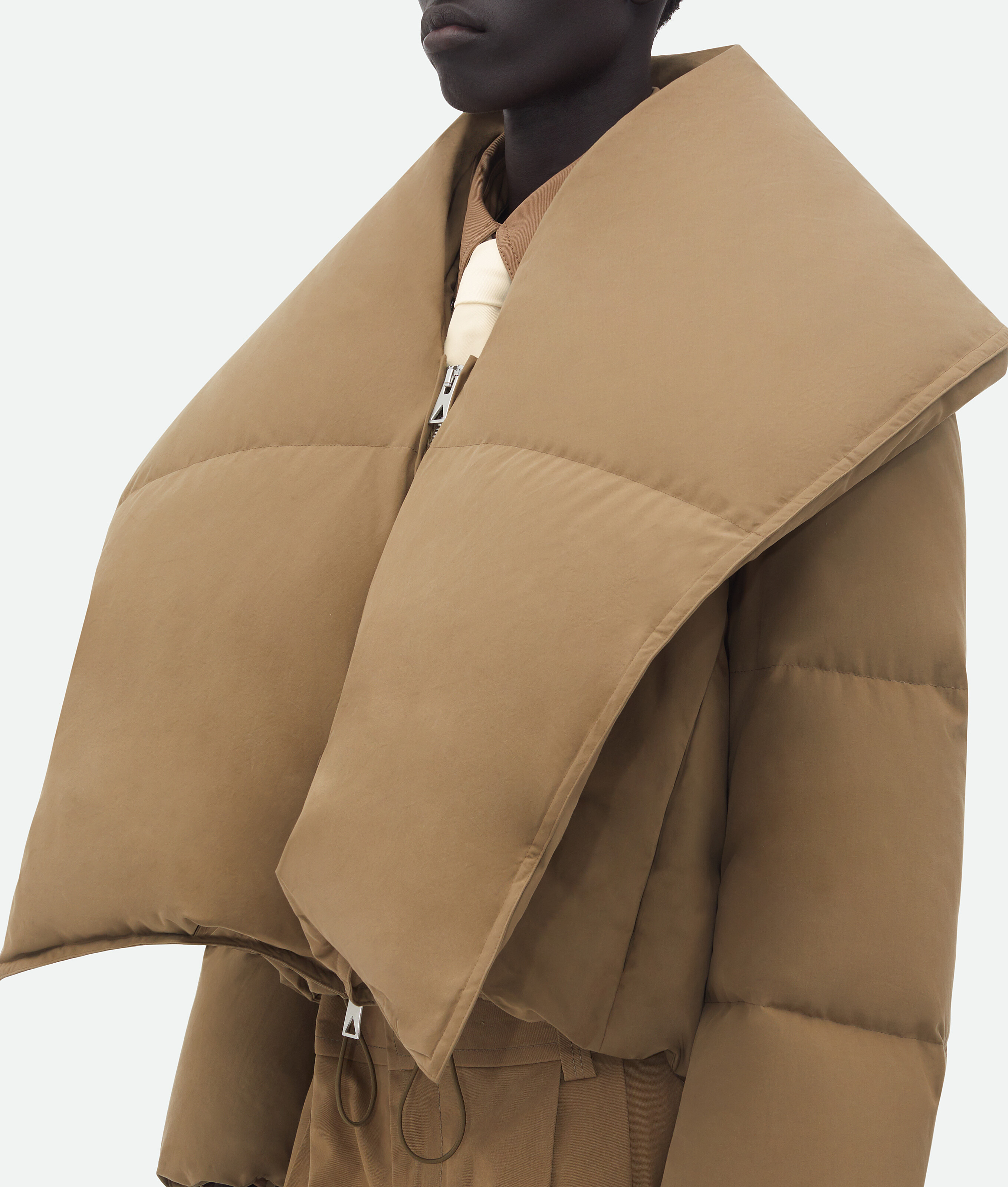 Shop Bottega Veneta Frosted Poplin Puffer Jacket In Beige