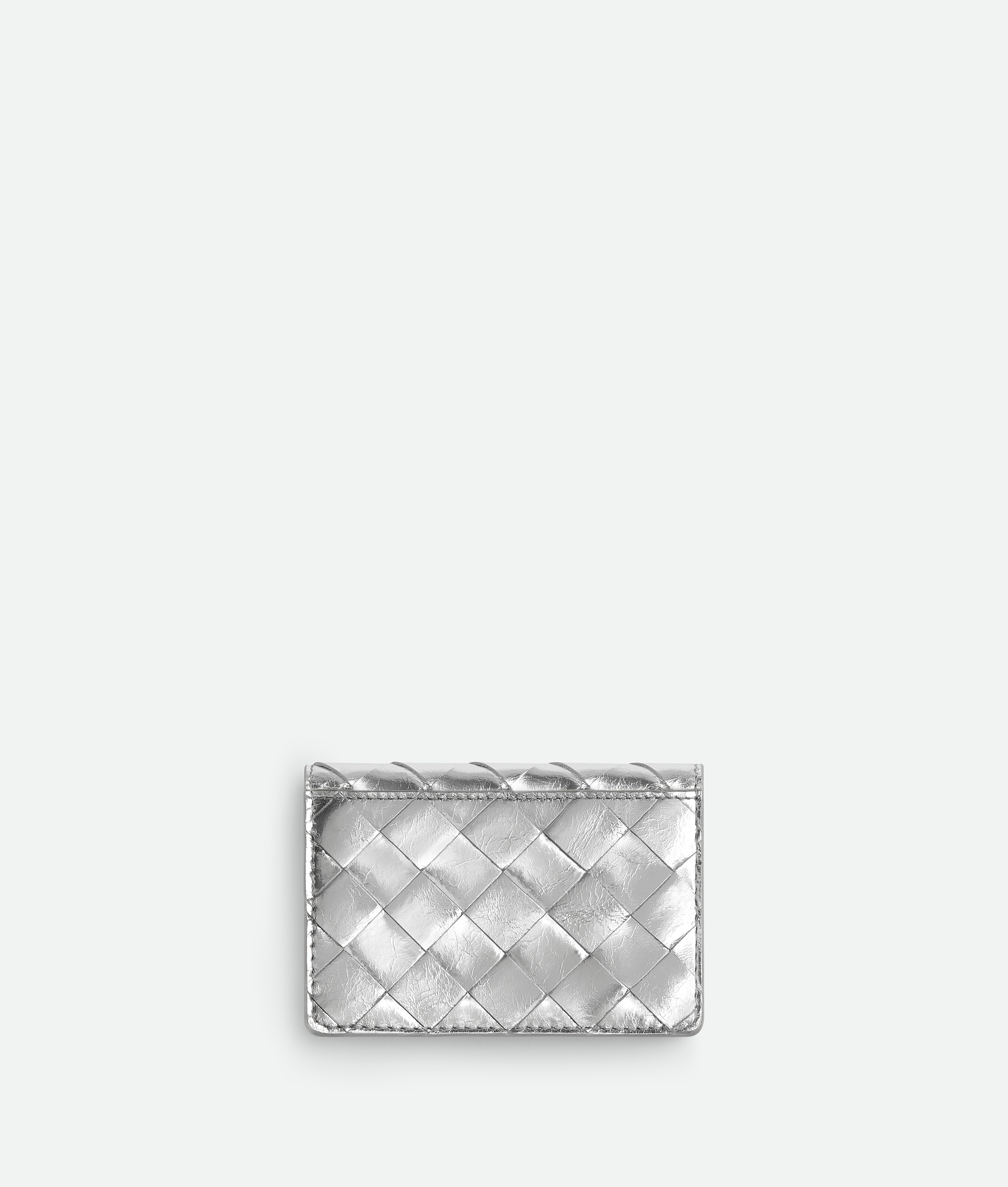 Bottega Veneta Intrecciato Visitenkartenetui In Silver