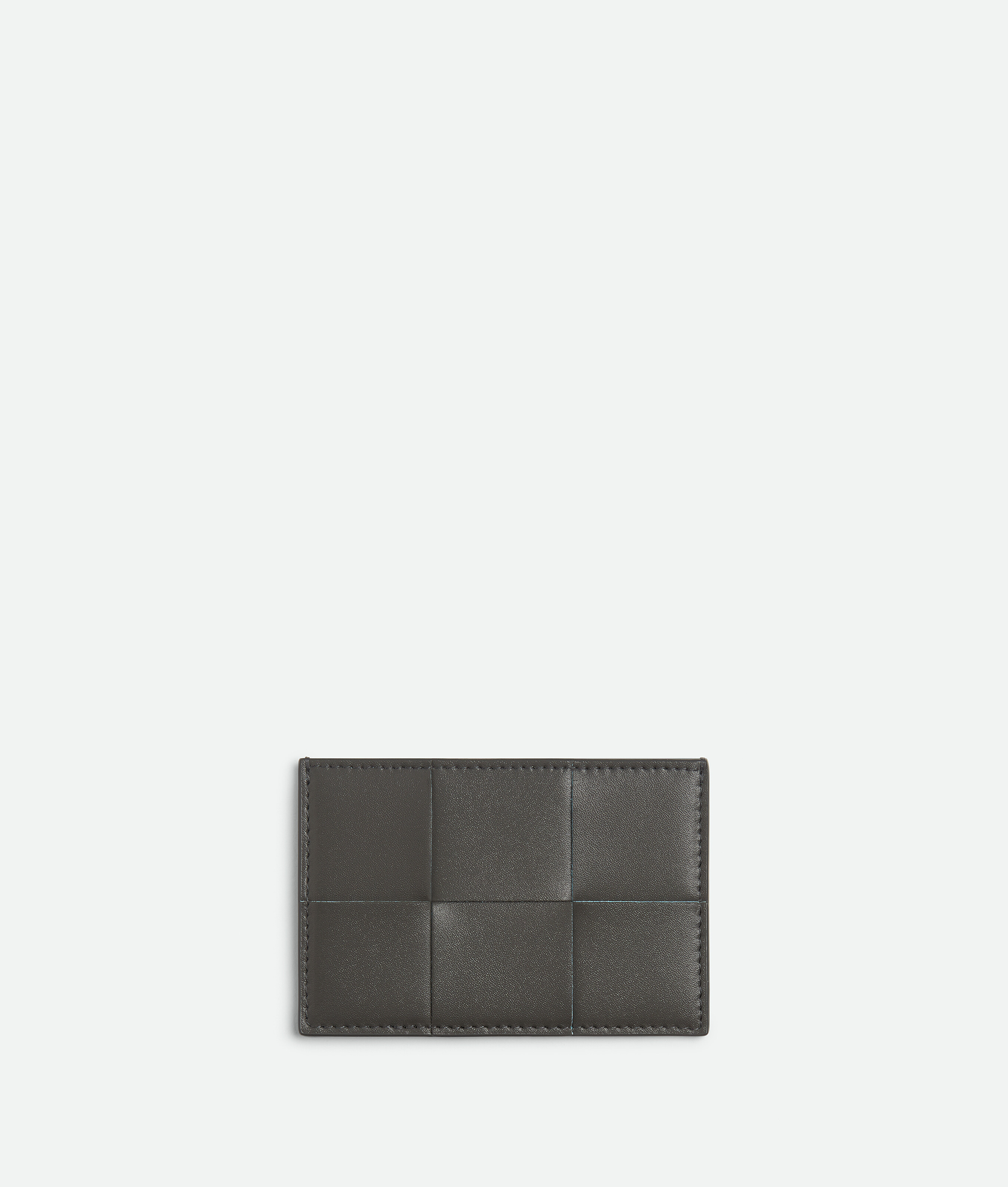 Bottega Veneta Cassette Leather Card Case In Grey