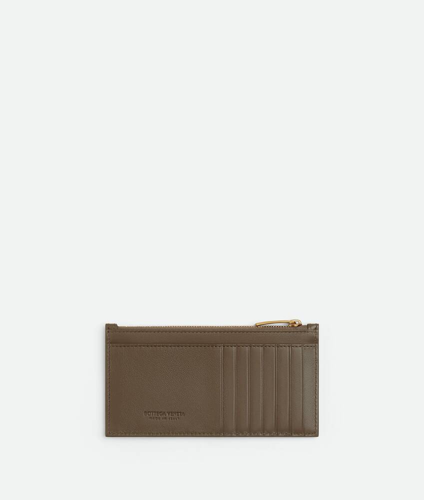 Intrecciato Zipped Card Holder in Brown - Bottega Veneta