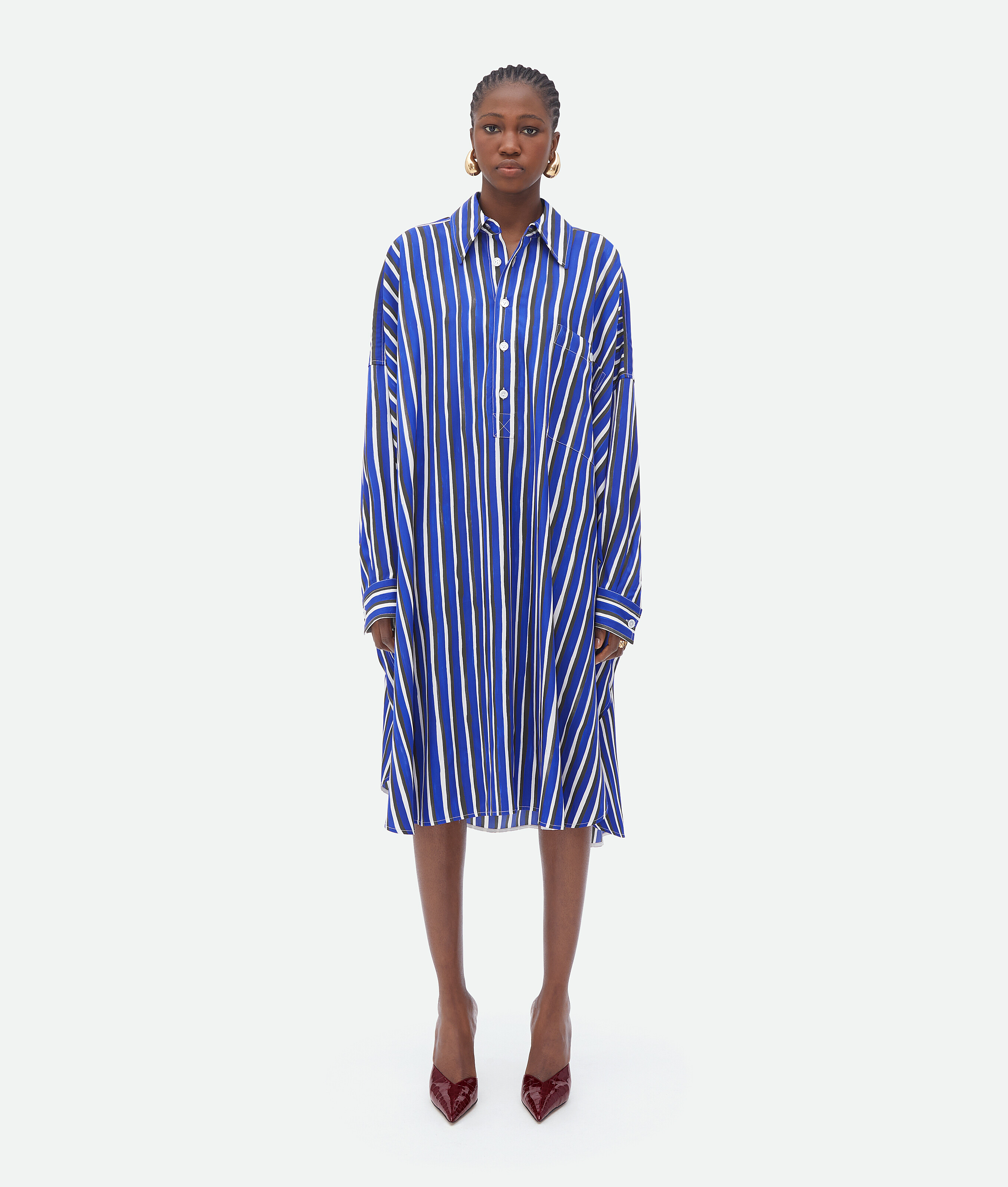 BOTTEGA VENETA Stretch-silk satin midi shirt dress