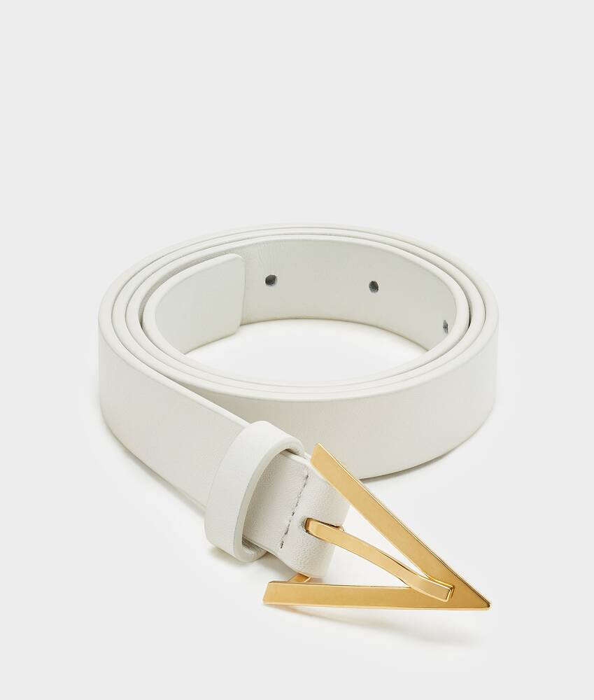 Womens Belts Bottega Veneta Belts White Bottega Veneta Leather Triangle Belt in Beige 