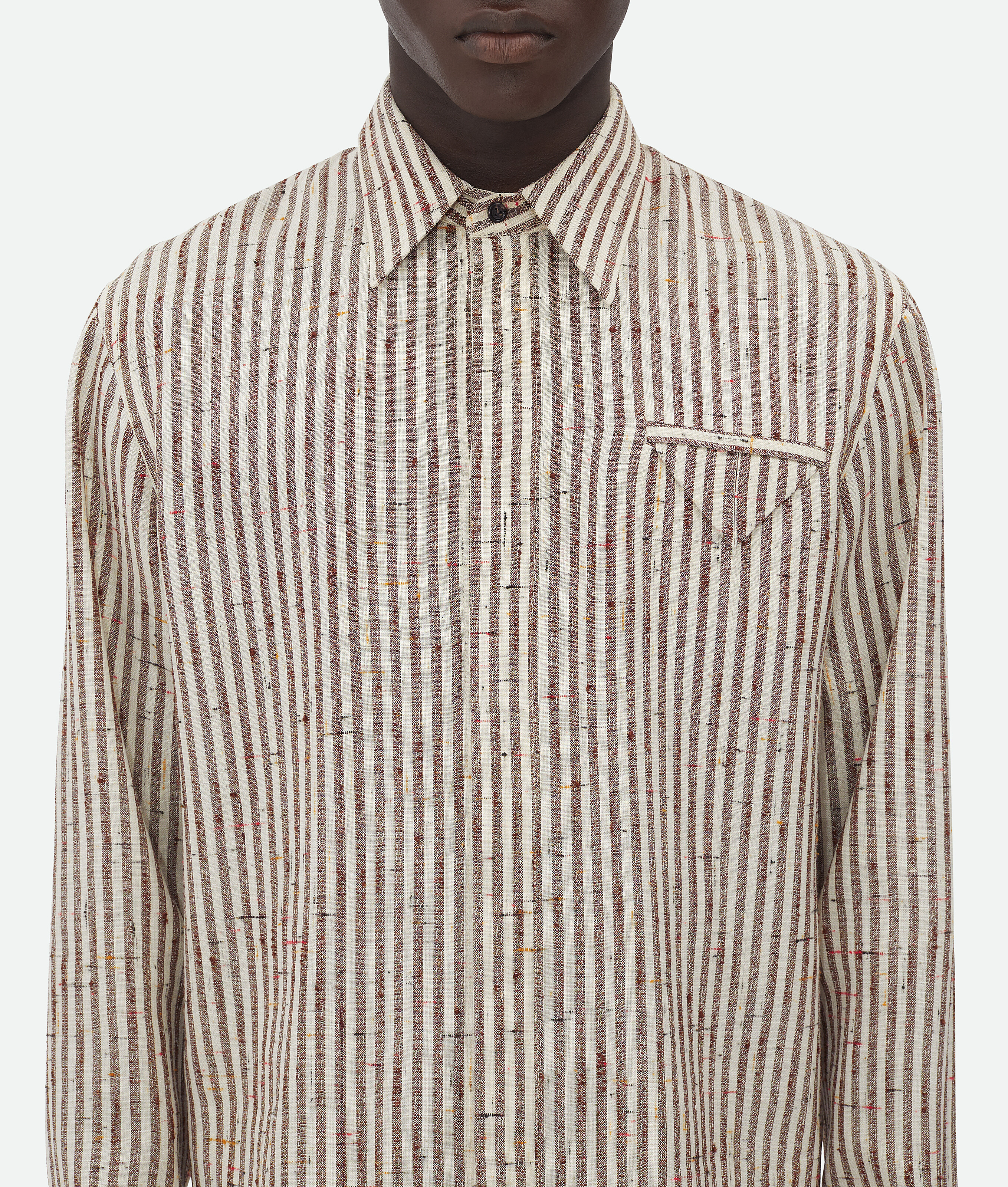 Bottega Veneta Flecked Stripe Button-up Shirt In Talc/loam