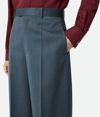 Wool Subtle Chevron Straight Trousers