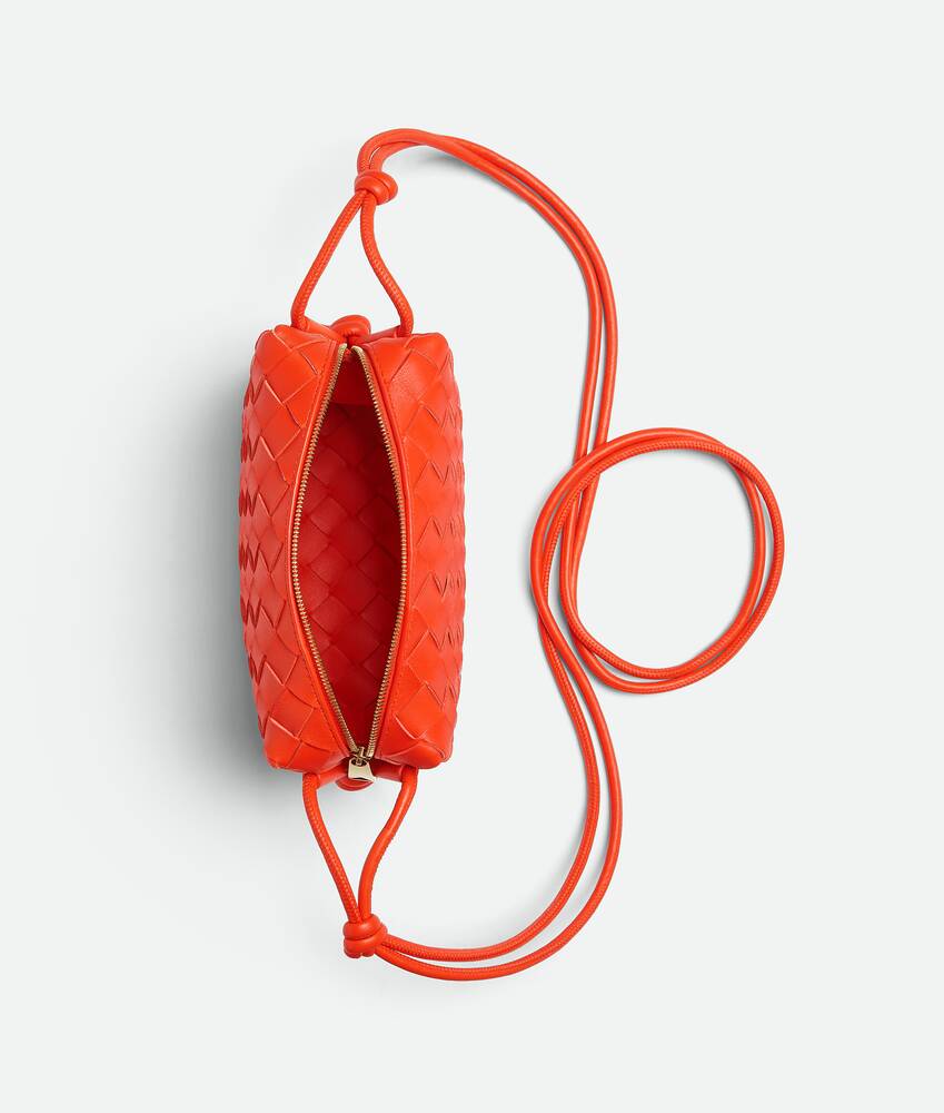 Bottega Veneta red Mini Leather Intrecciato Loop Cross-Body Bag