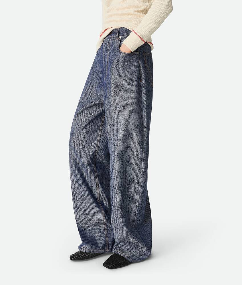 Display a large version of the product image 2 - Denim Jacquard Wide Leg Trousers