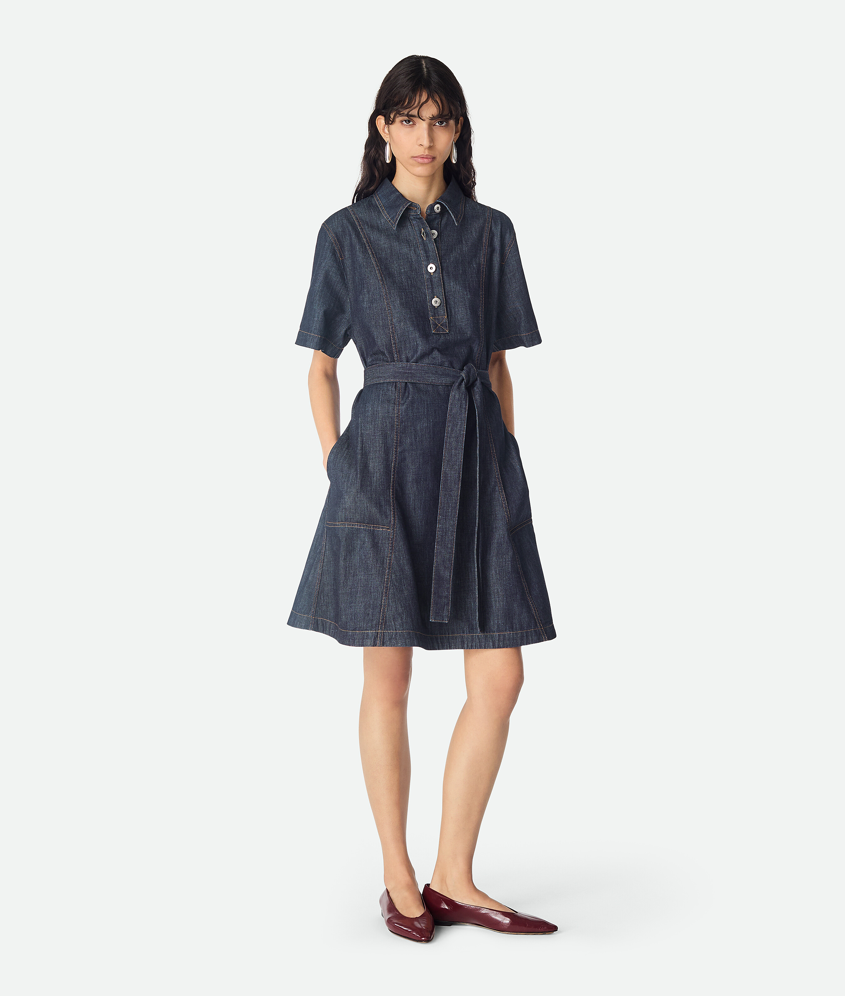 Bottega Veneta Robe En Denim Indigo - Indigo - Femme - 34 - Coton