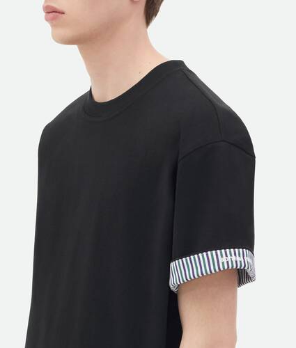Double Layer Striped Cotton T-Shirt