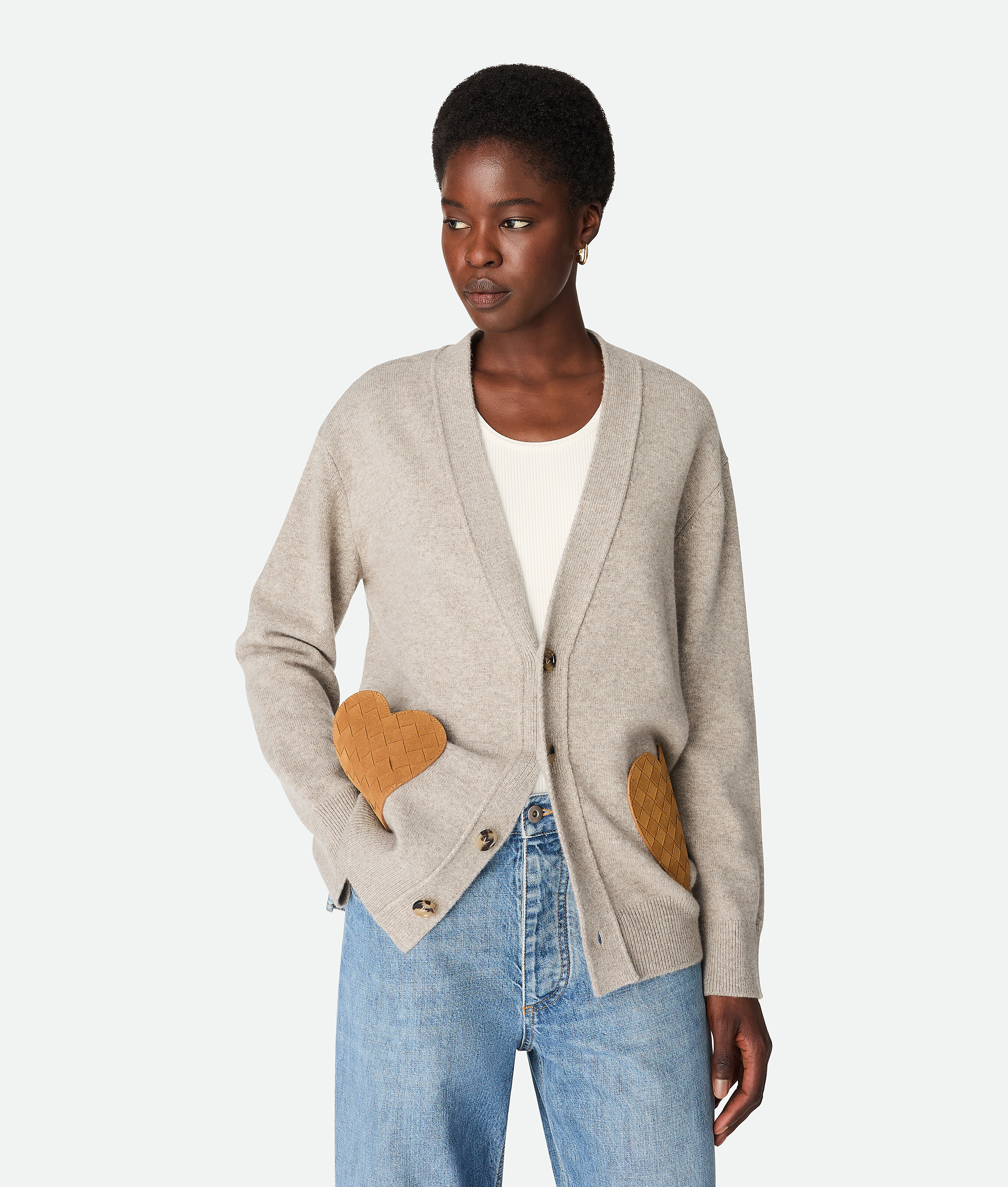 Bottega Veneta Cashmere Cardigan - Grey - Woman - S - Cashmere, Polyamide & Elastane