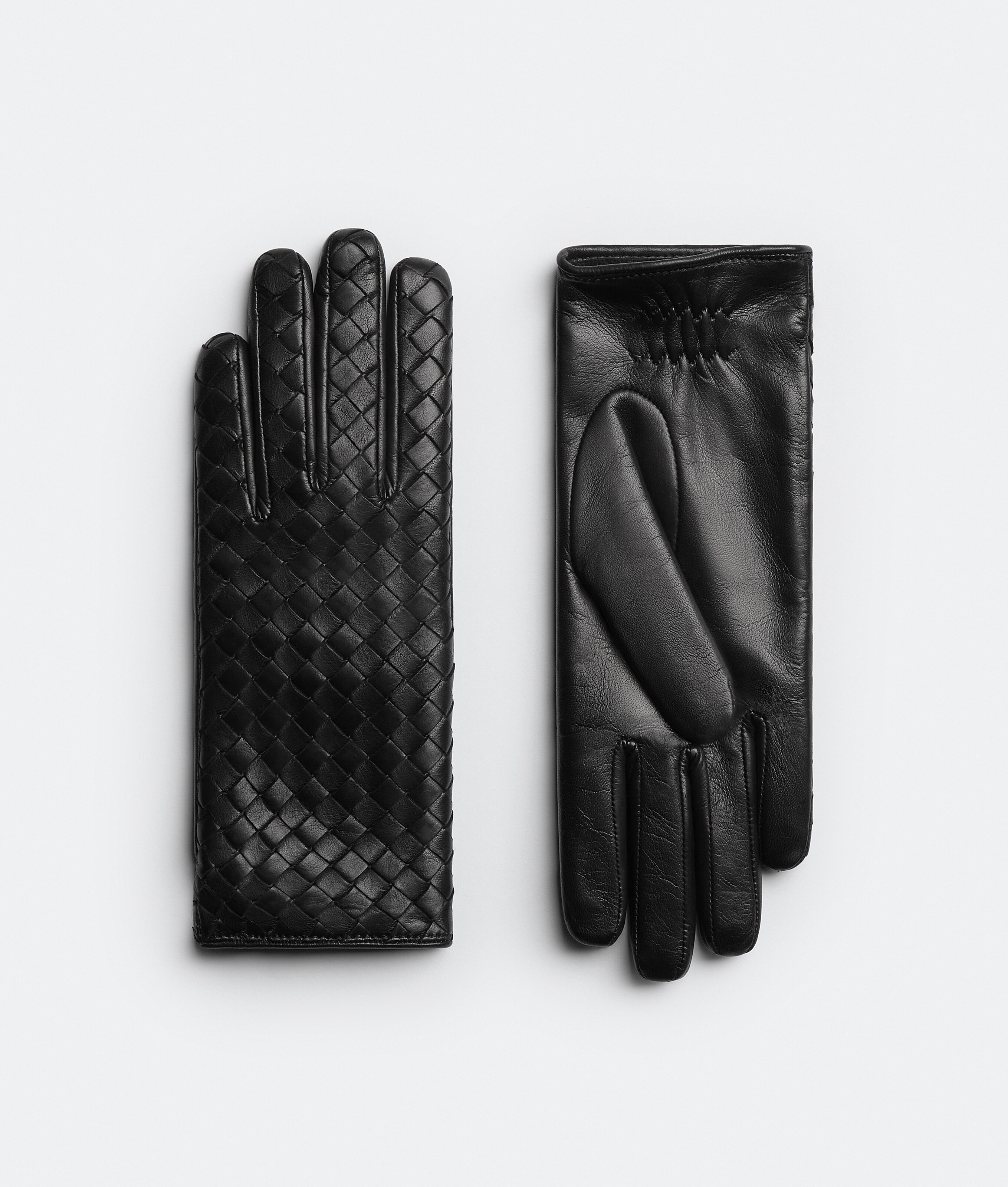 Bottega Veneta Intrecciato Leather Gloves In Black