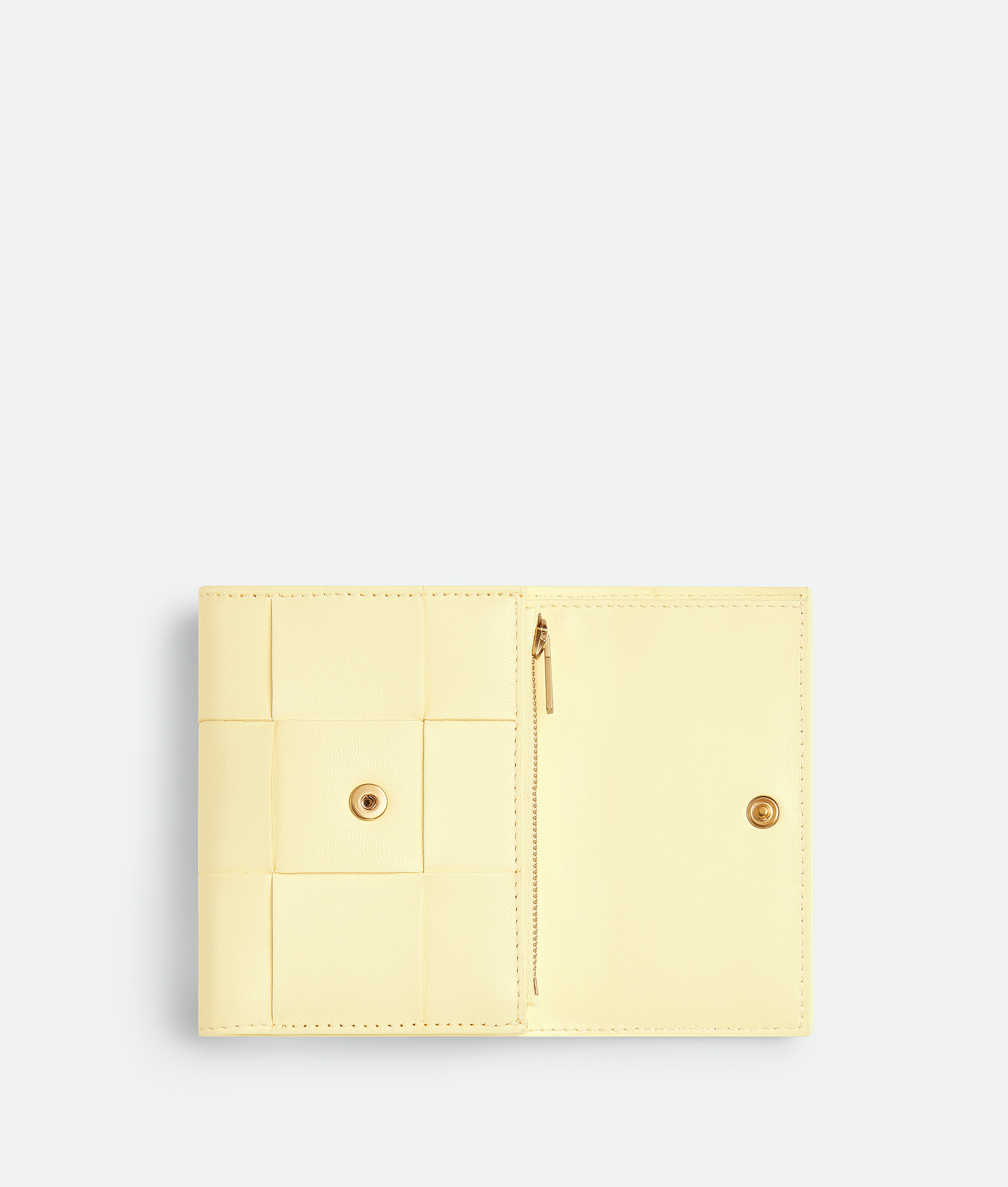 Shop Bottega Veneta Cassette Tri-fold Zip Wallet In Yellow