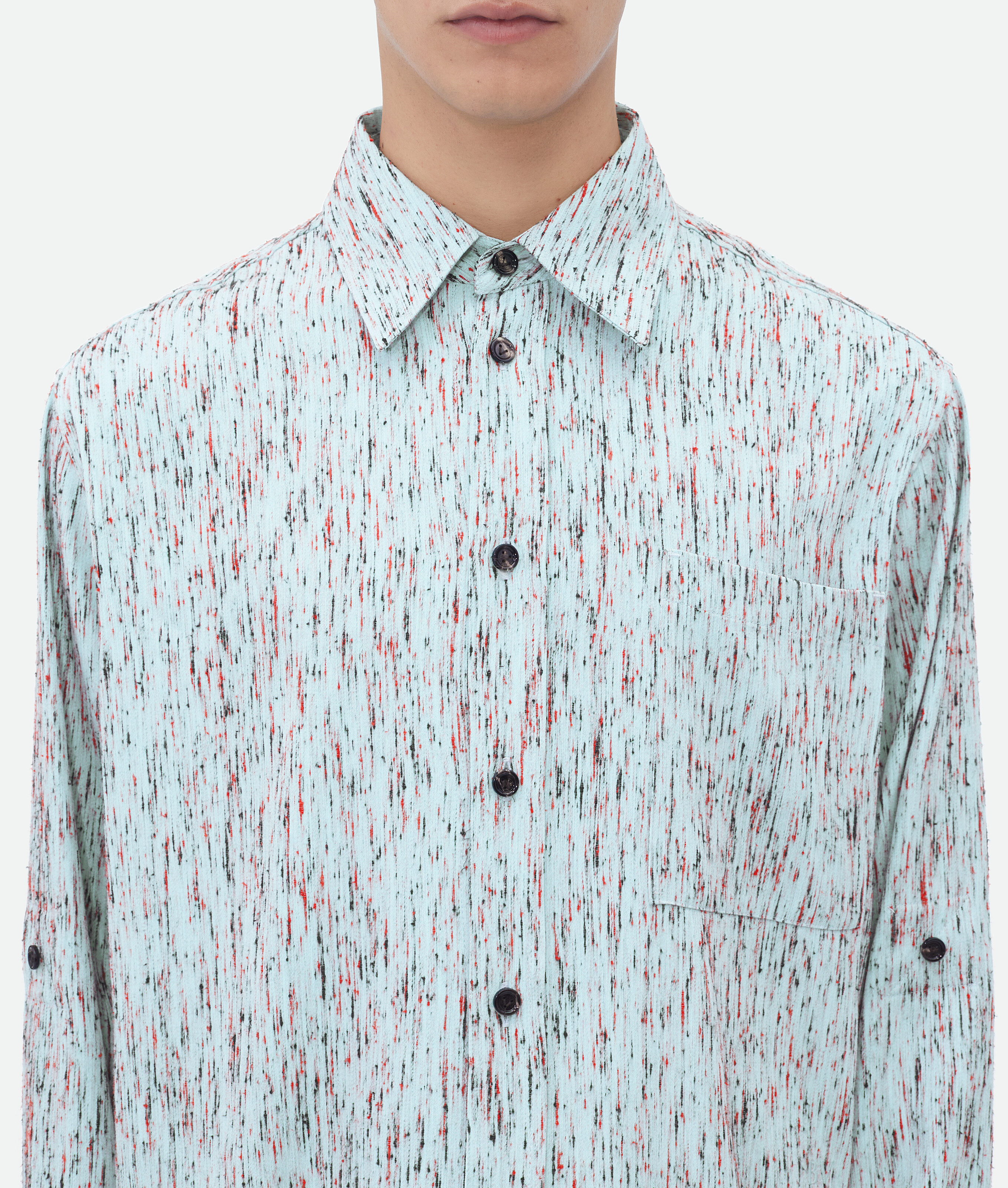 Bottega Veneta Textured Viscose Stripe Shirt In Blue