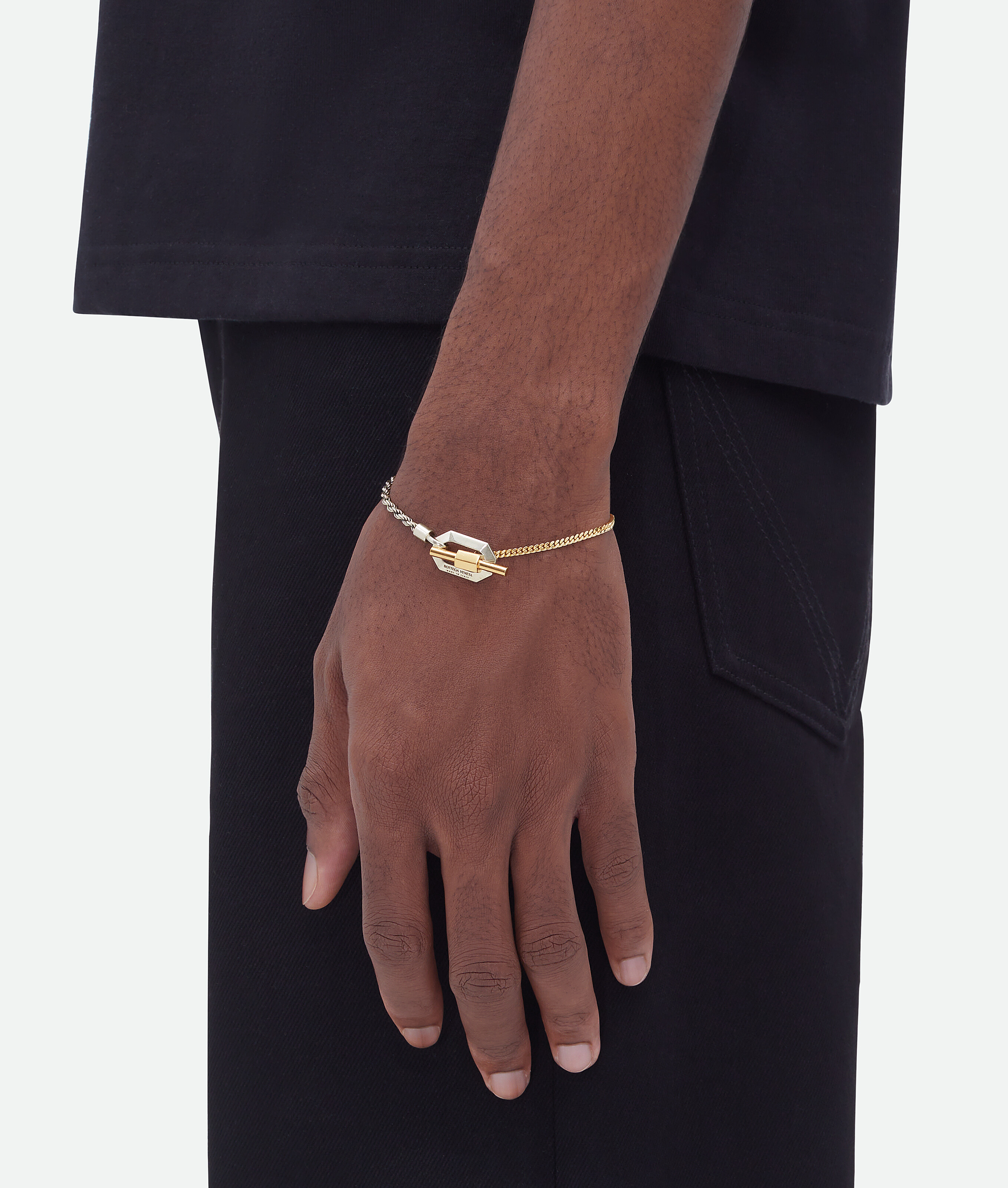 Shop Bottega Veneta Facet Chain Bracelet In Gold