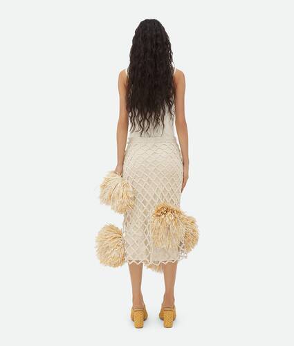 Paper Mesh Crochet Skirt With Pompom