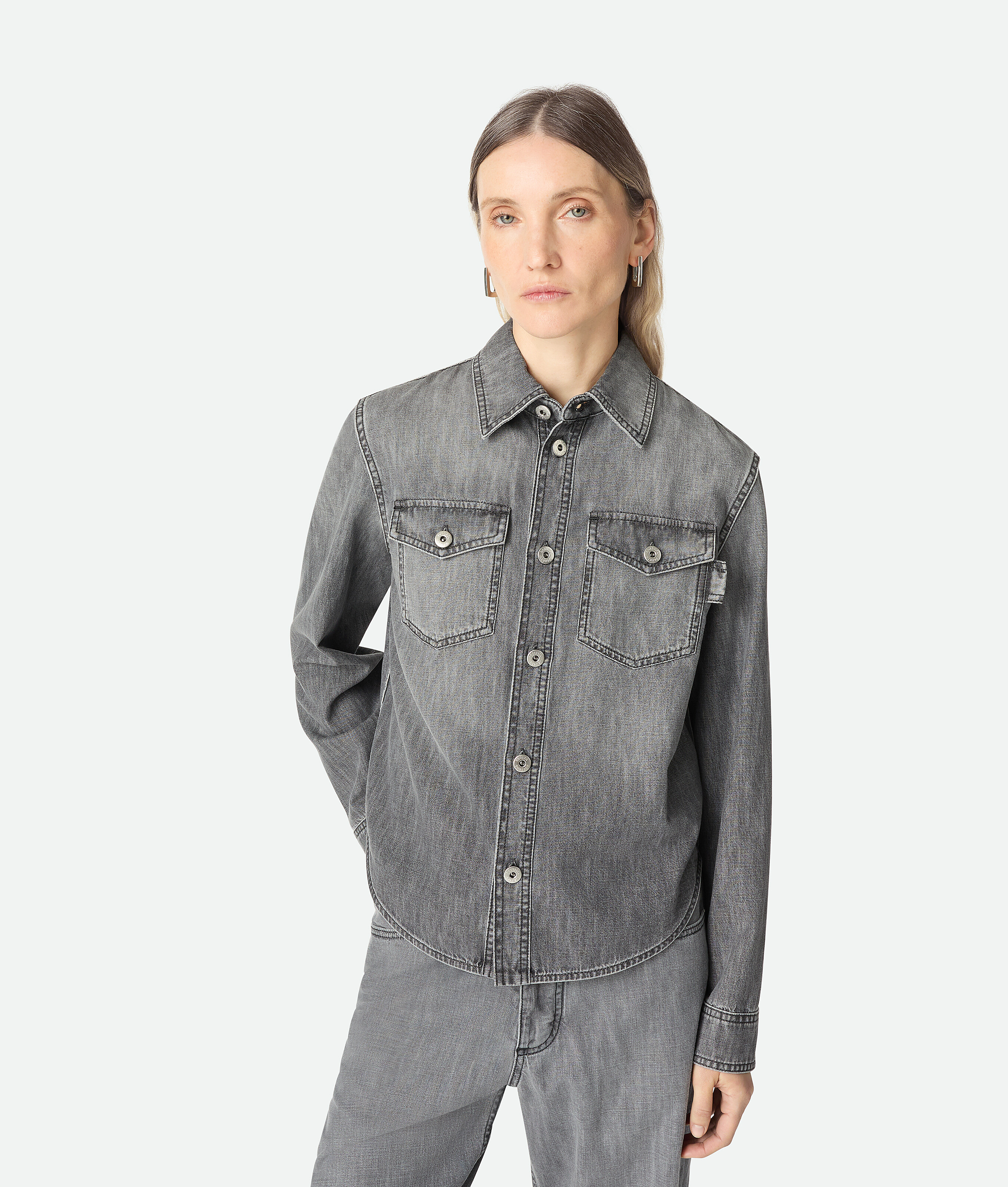 Bottega Veneta Camicia In Denim Nera - Nero - Donna - 40 - Cotone