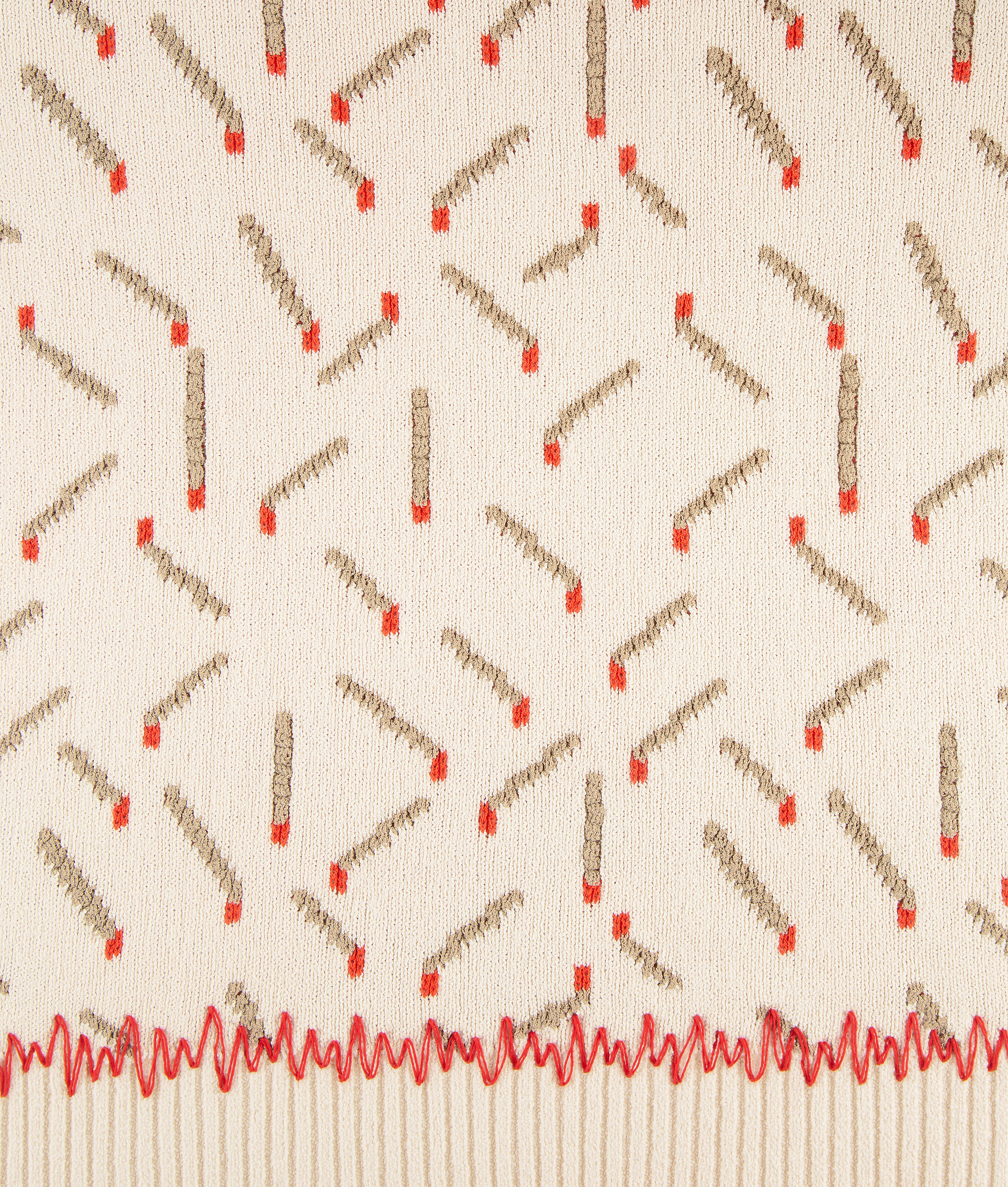 Shop Bottega Veneta Cotton Jacquard Matches Jumper In Chalk/beige/tomato