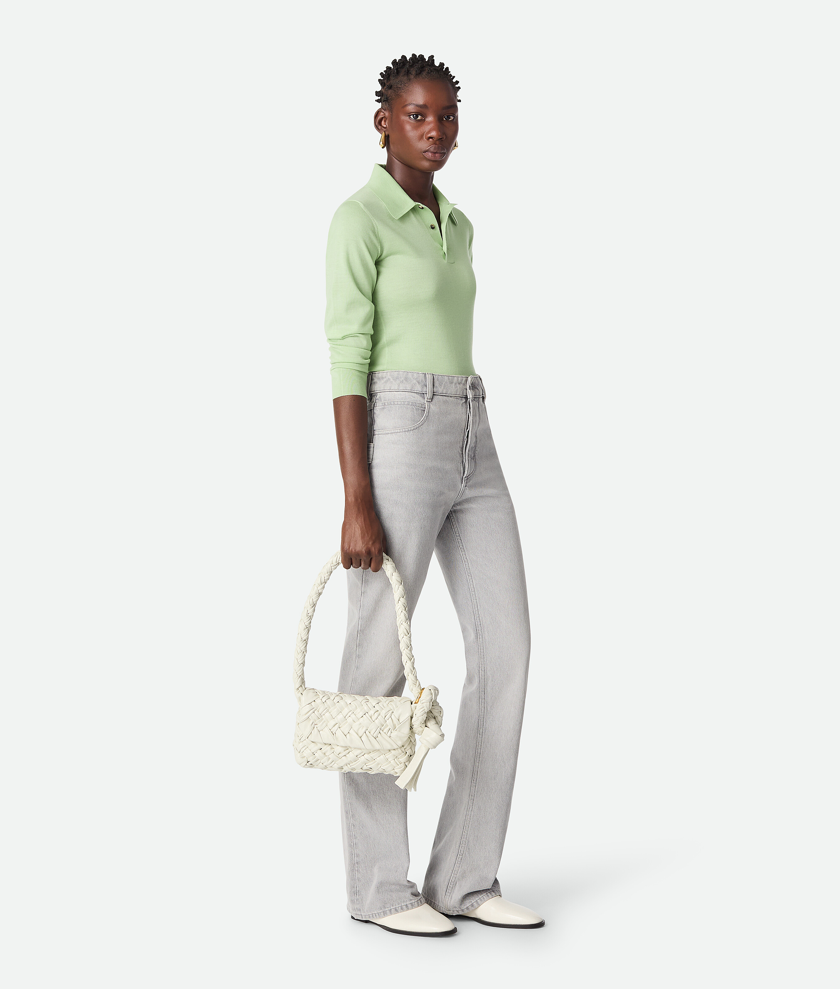 Bottega Veneta Small Citta Shoulder Bag In Bone