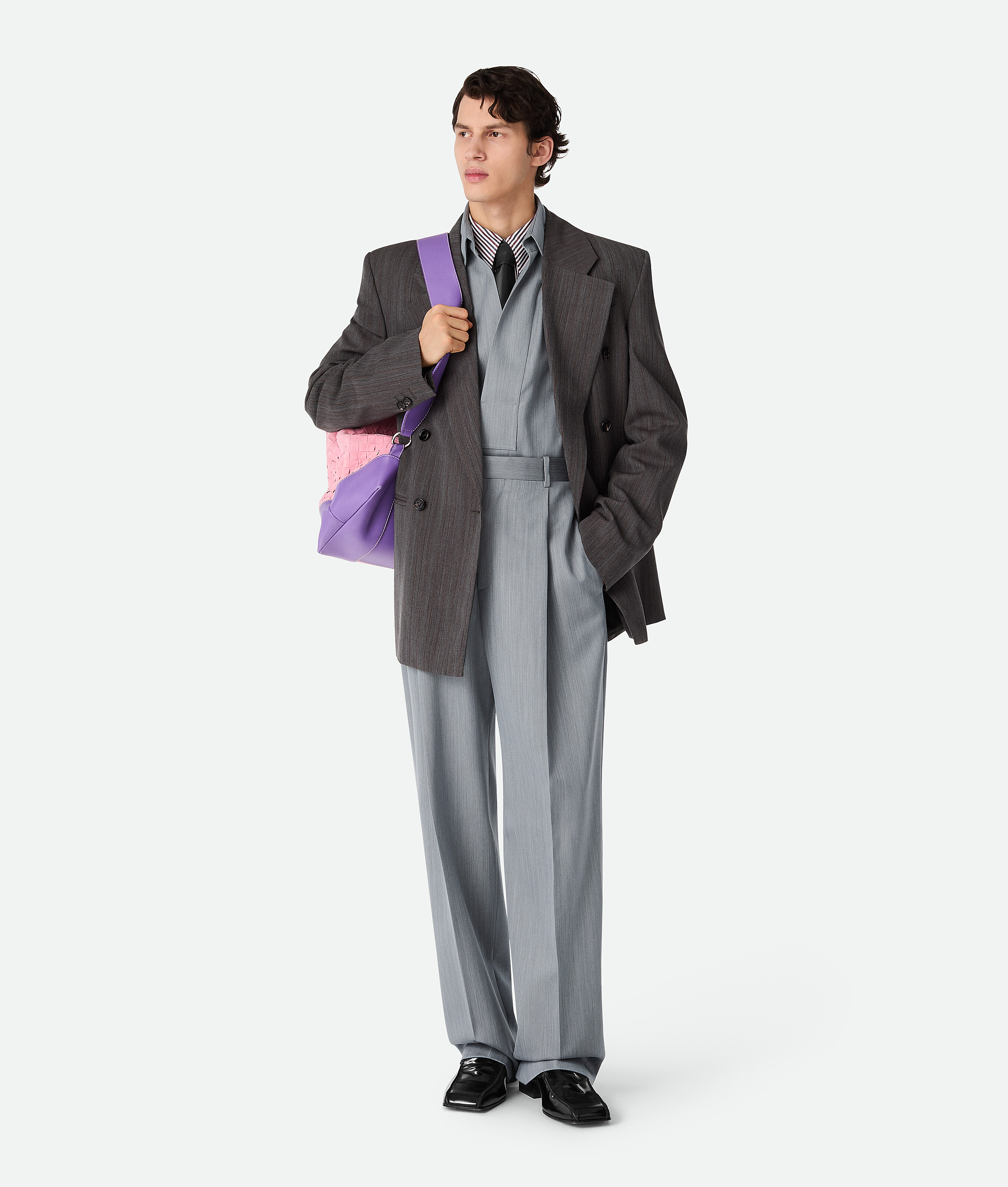 Bottega Veneta Belt-loop Casual Pants In Dark Opal/beige Melange