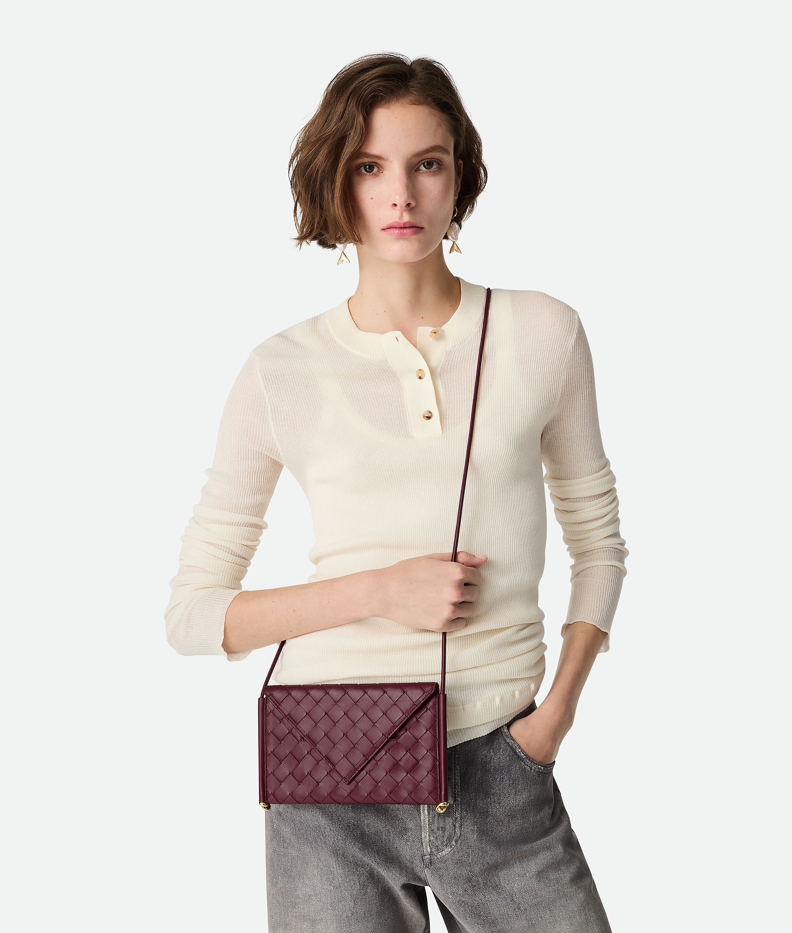 Bottega Veneta Solstice Phone Pouch In Barolo