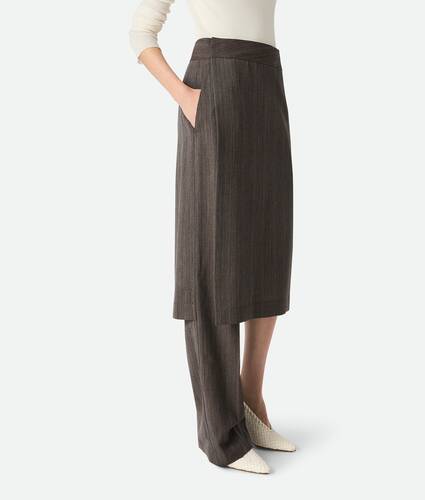 Wool Subtle Stripe Skirt Trousers