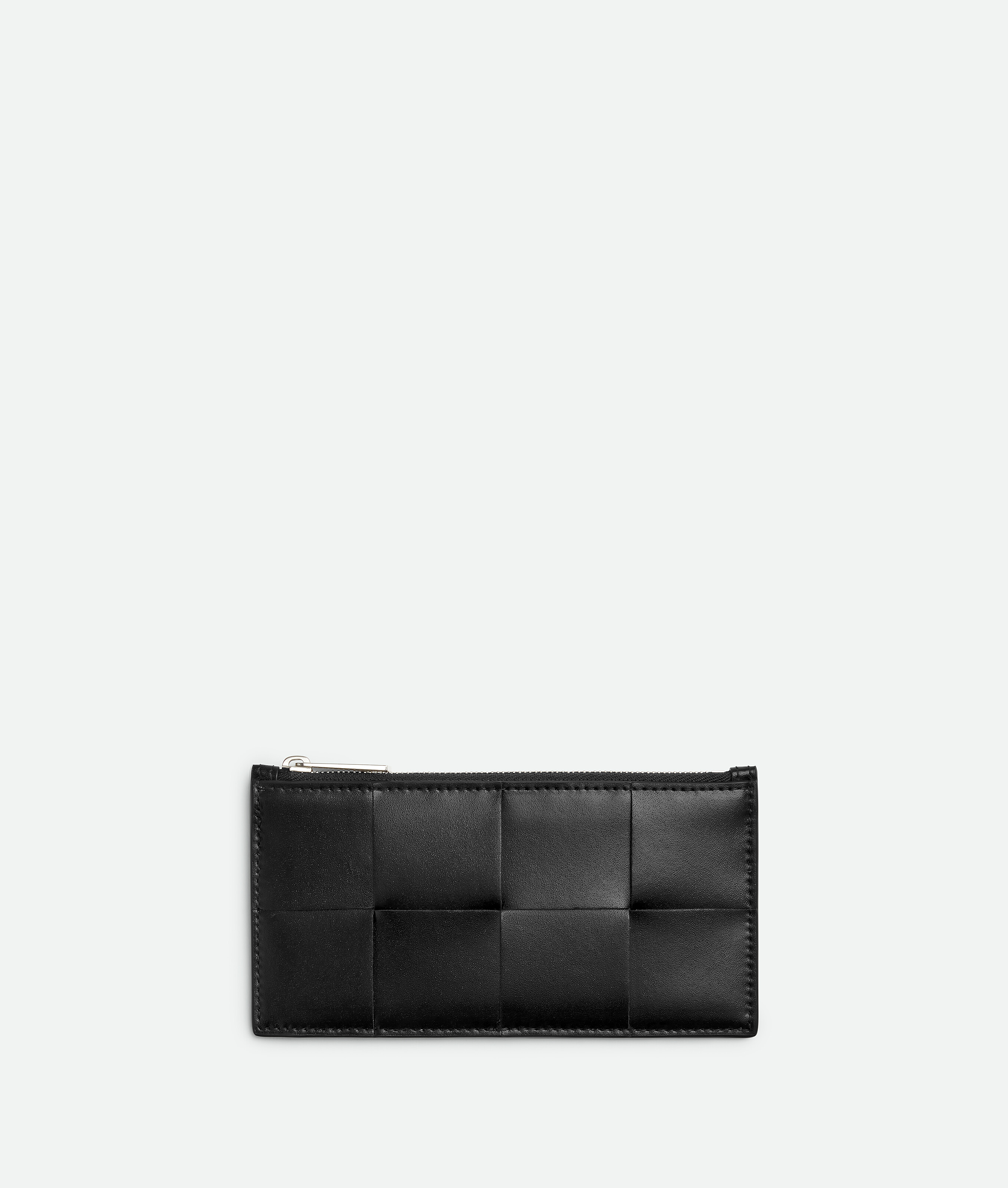 Shop Bottega Veneta Cassette Long Zipped Card Case In Black/parakeet